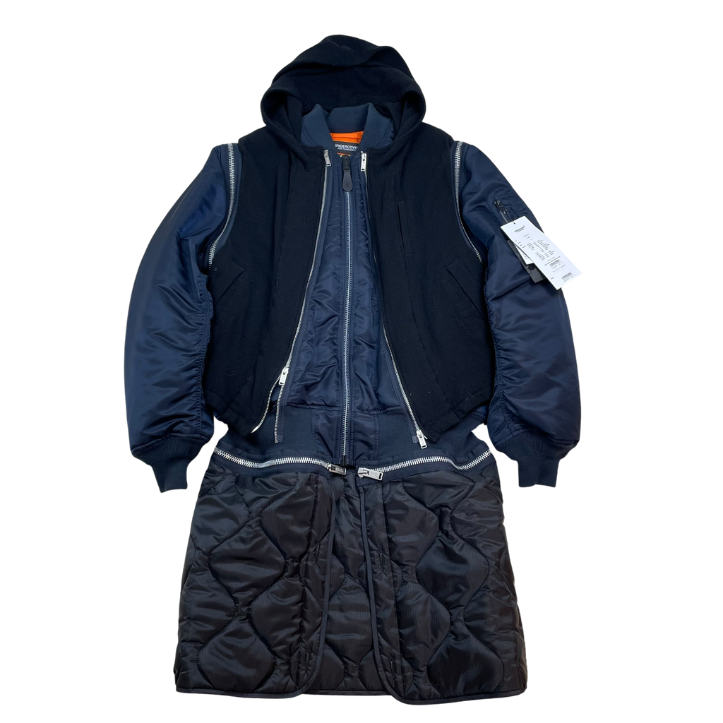 Undercover Jun Takahashi x Alpha Industries 3-Way Docking Wool Shrink MA-1 Coat Navy/Black (Size 3/L)
