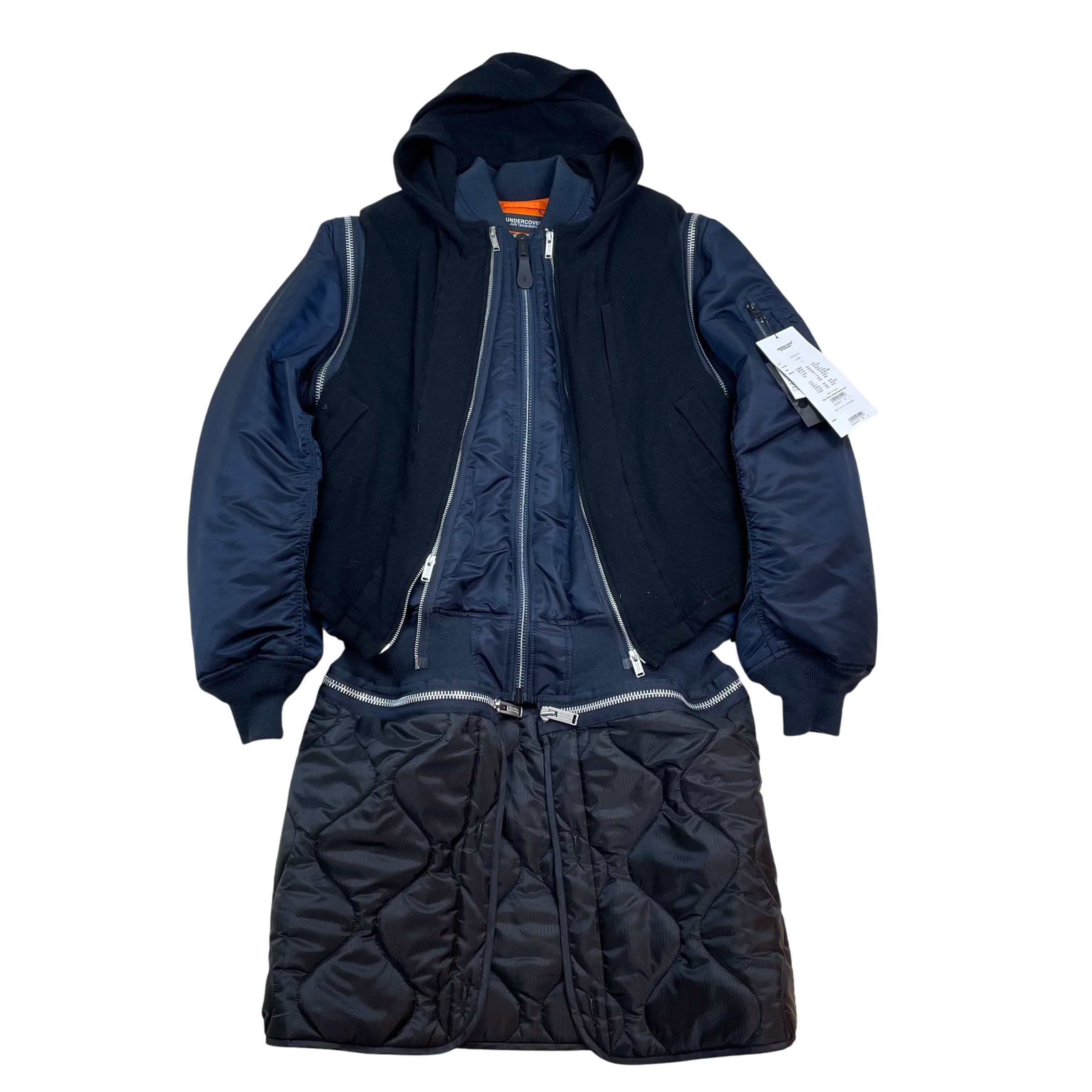 Undercover Jun Takahashi x Alpha Industries 3-Way Docking Wool Shrink MA-1 Coat Navy/Black (Size 3/L)