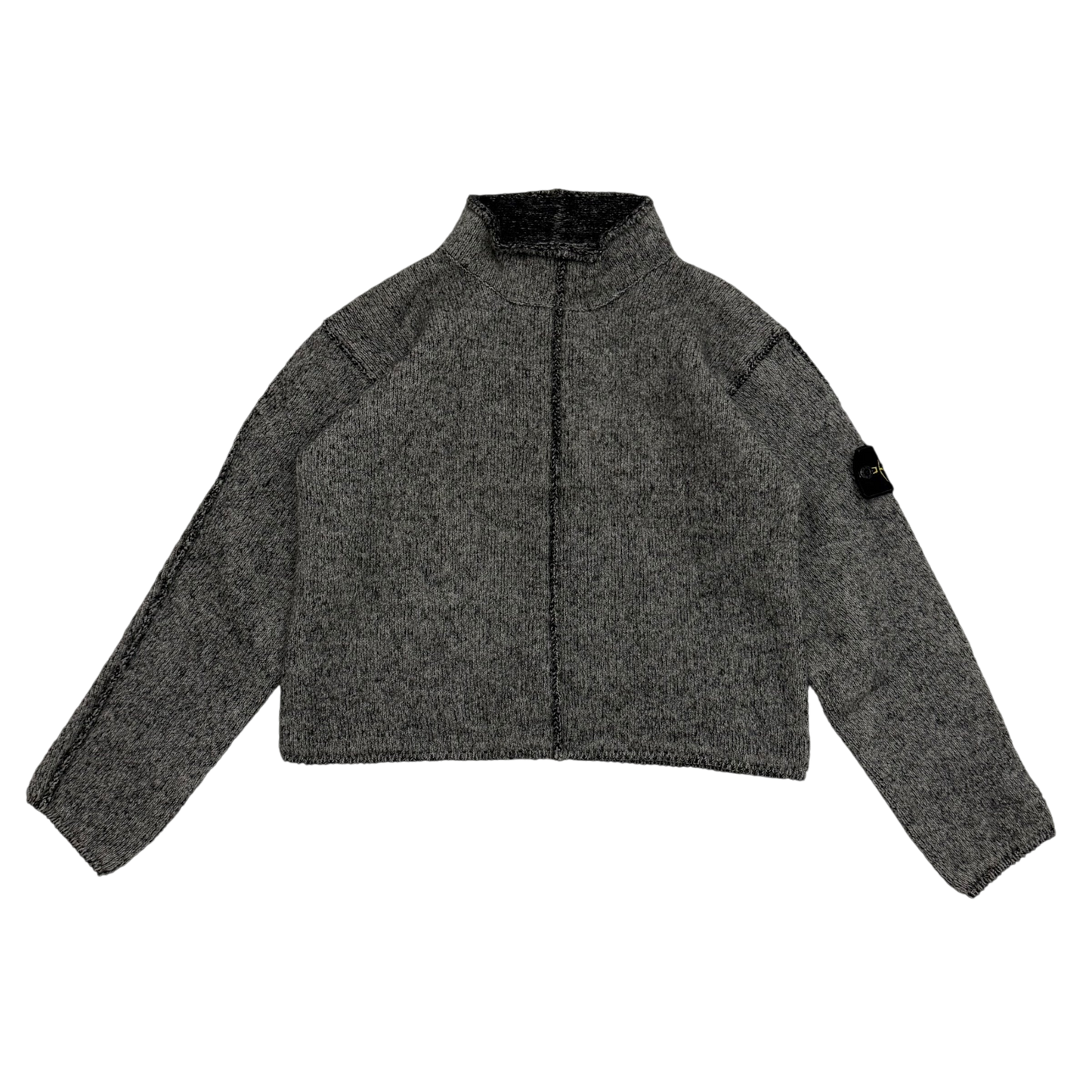 Stone Island AW 2000 Cropped Pure Wool Knit Sweatshirt Grey (fits M-XL womens)