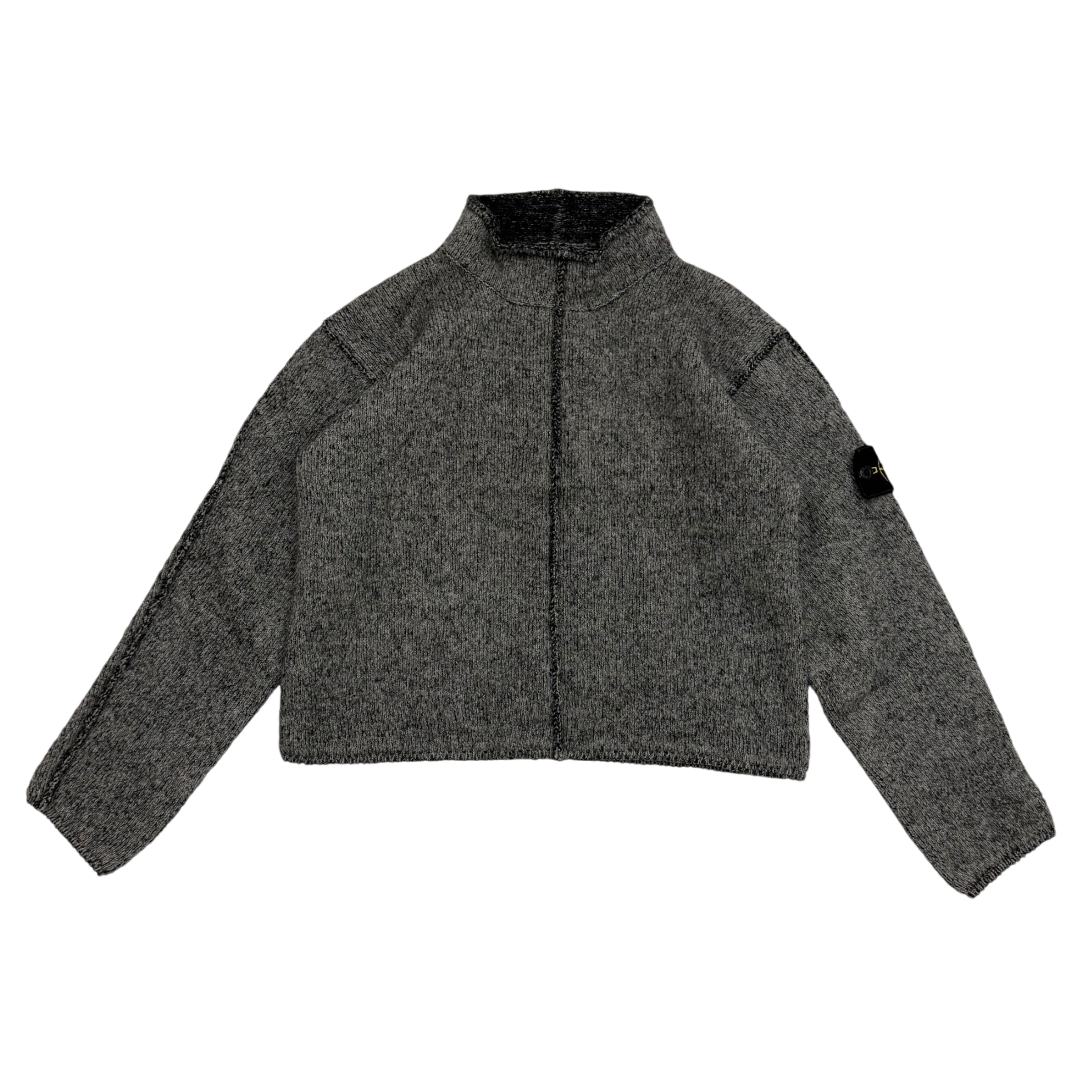 Stone Island AW 2000 Cropped Pure Wool Knit Sweatshirt Grey (fits M-XL womens)