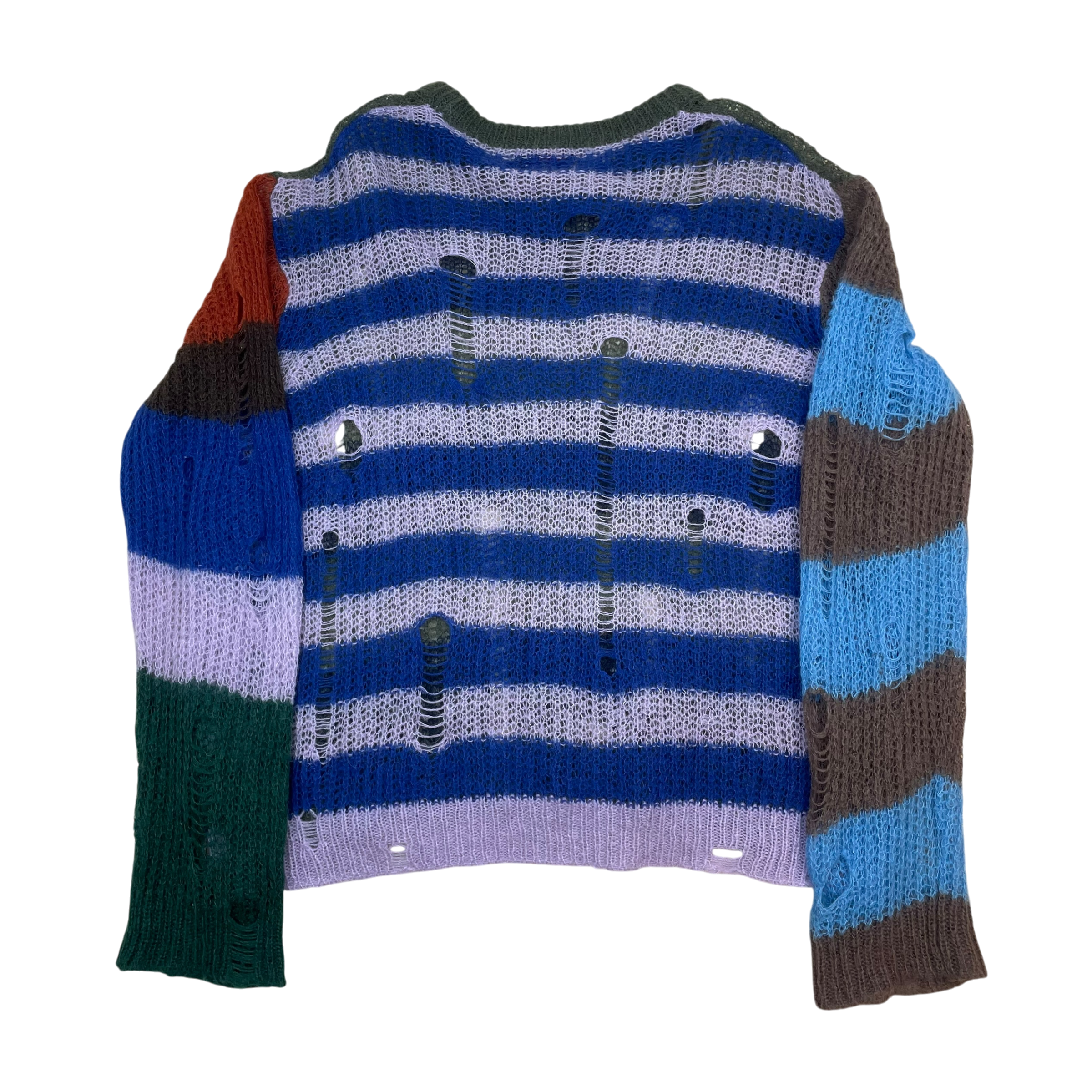 Heaven By Marc Jacobs SS22 Distressed Mohair-Blend Open Knit Crewneck Multi (Size L)