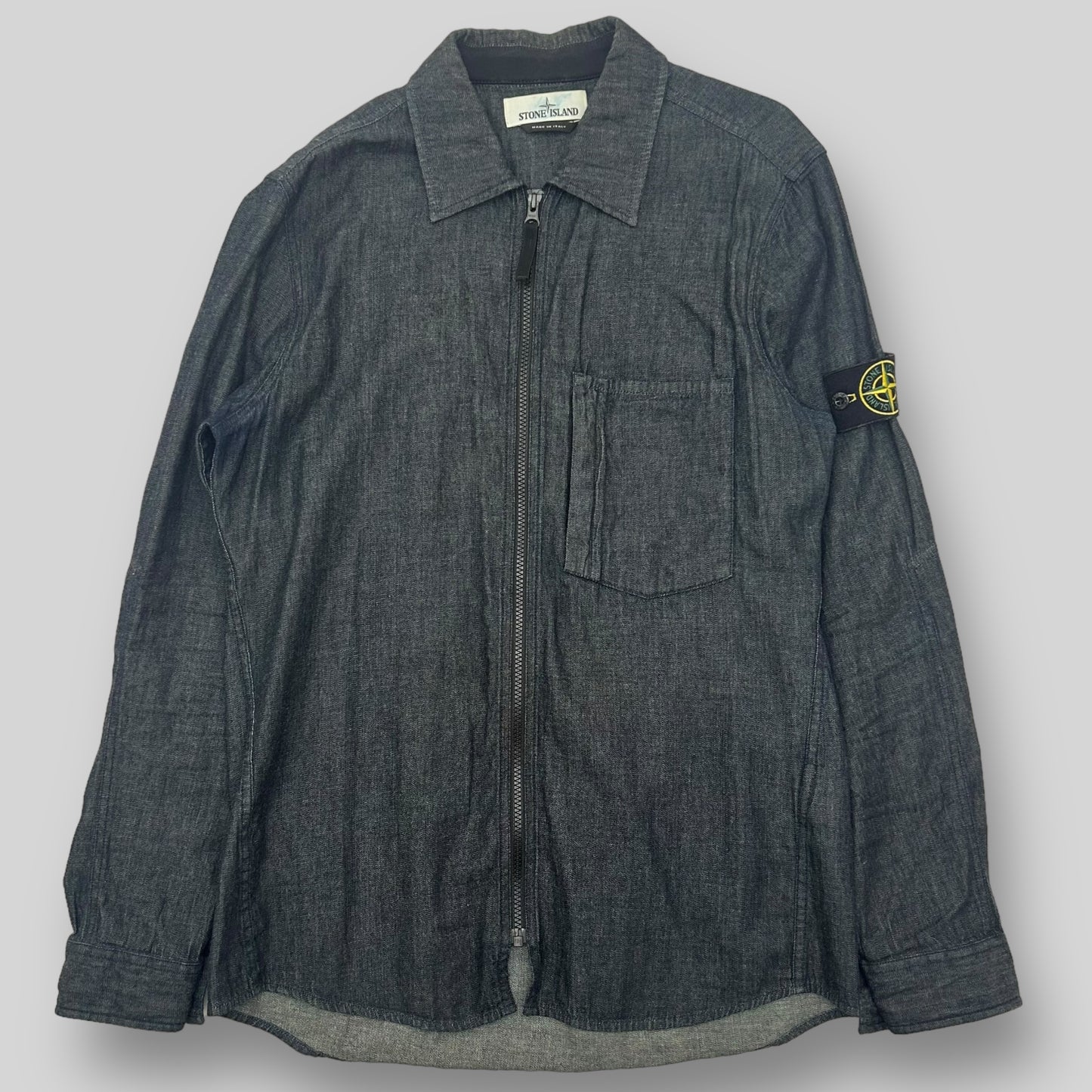 2017 Stone Island Zipped Denim Over-Shirt Navy (Fits M/L)