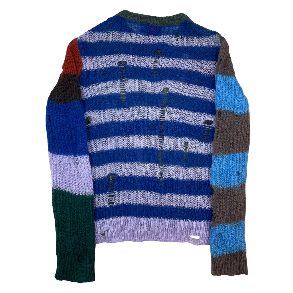 Heaven By Marc Jacobs SS22 Distressed Mohaie-Blend Open Knit Crewneck Multi (Size XS)