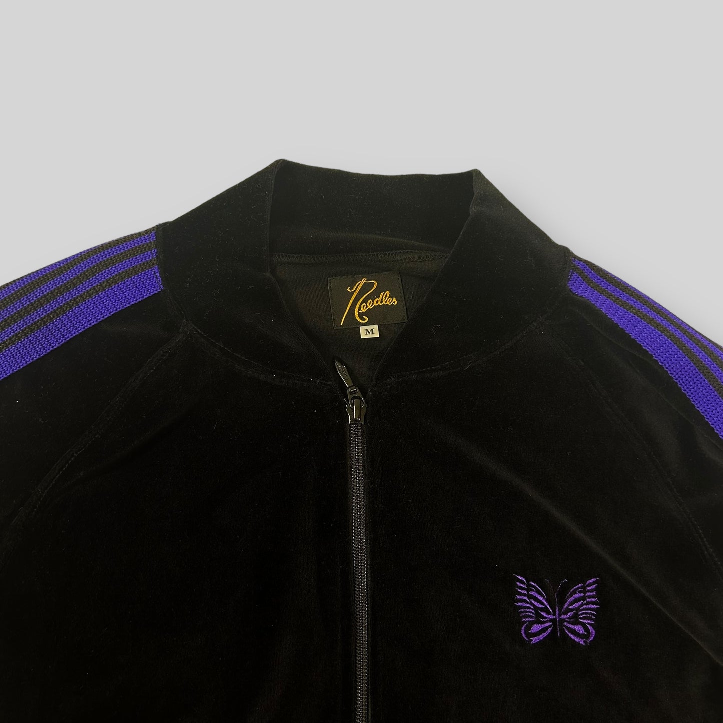 Needles Velour Track Jacket Black/Purple (Fits L)