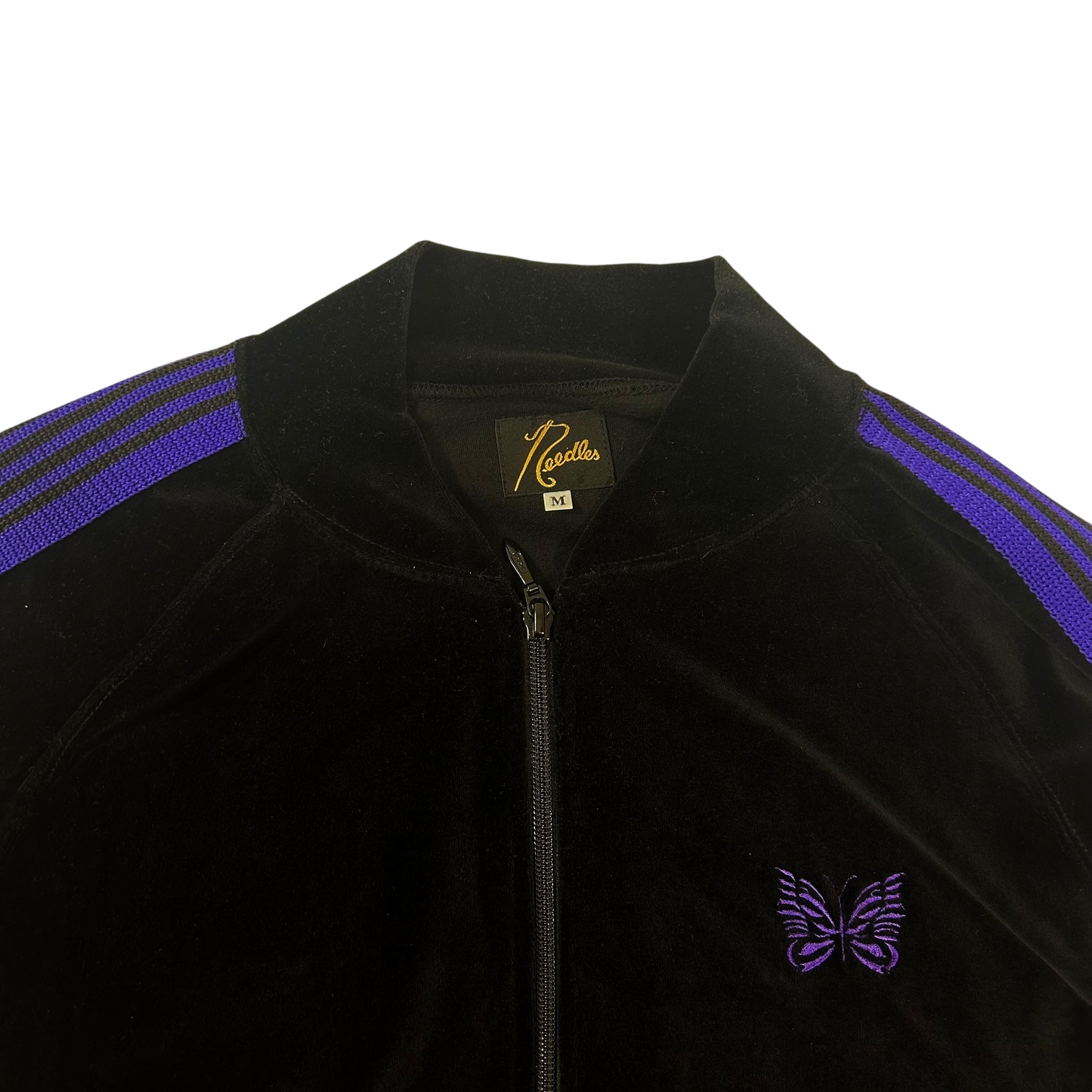 Needles Velour Track Jacket Black/Purple (Fits L)