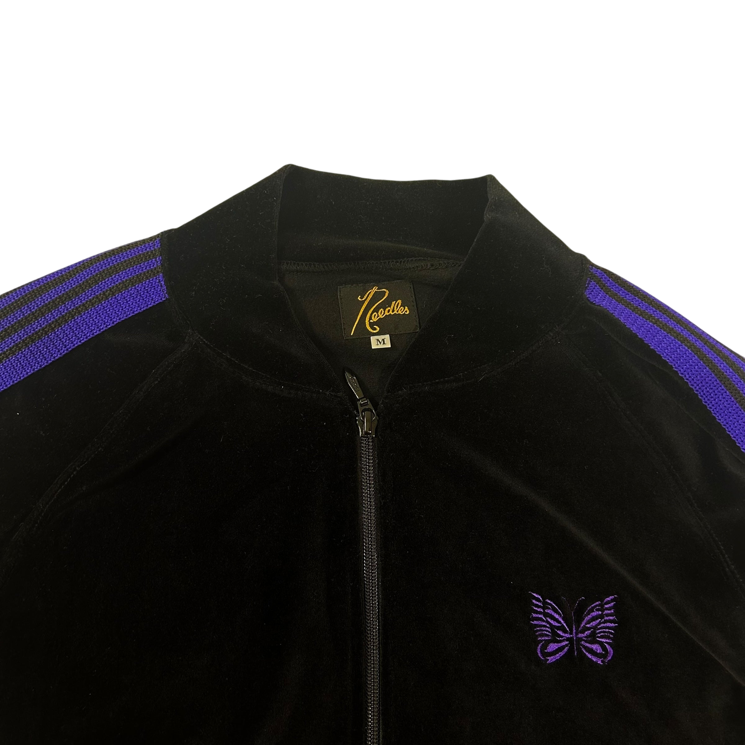 Needles Velour Track Jacket Black/Purple (Fits L)