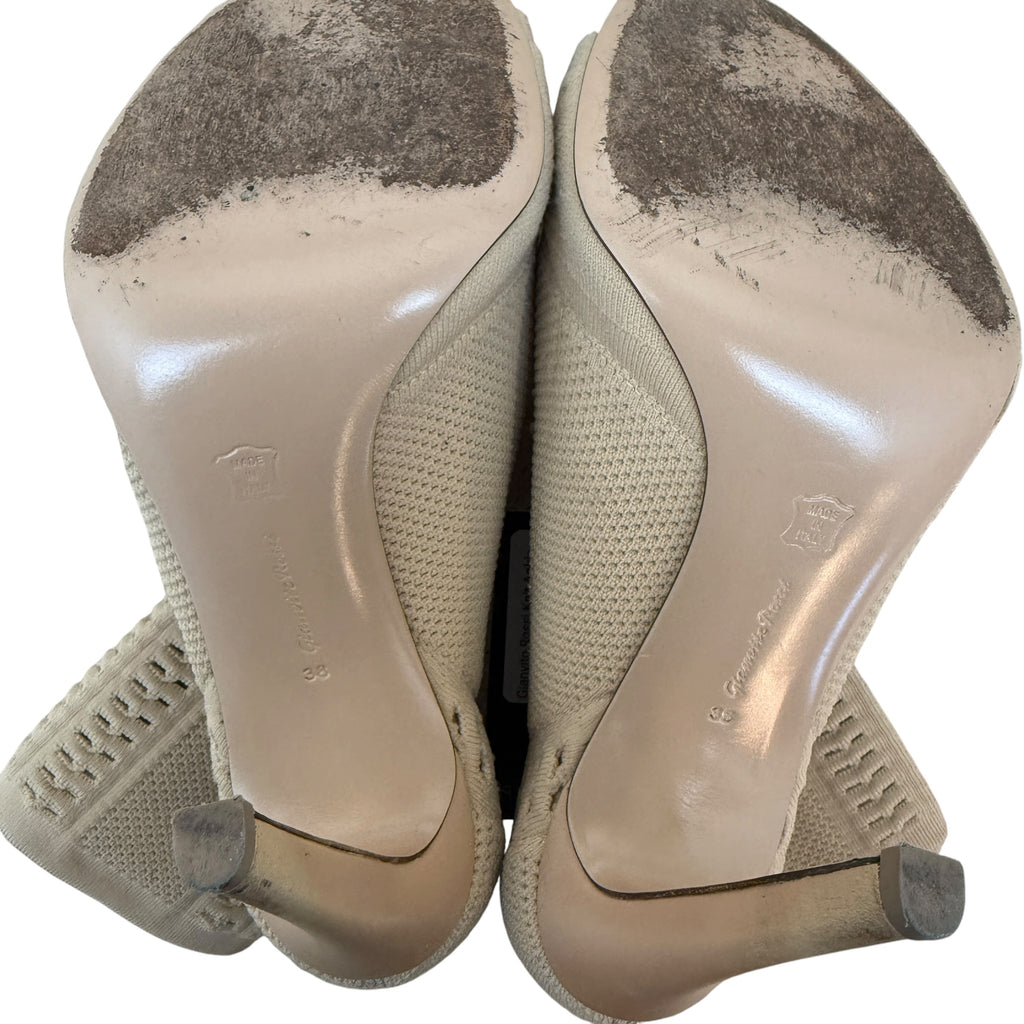 Gianvito Rossi Knit Ankle Heels Beige (Size EU38)