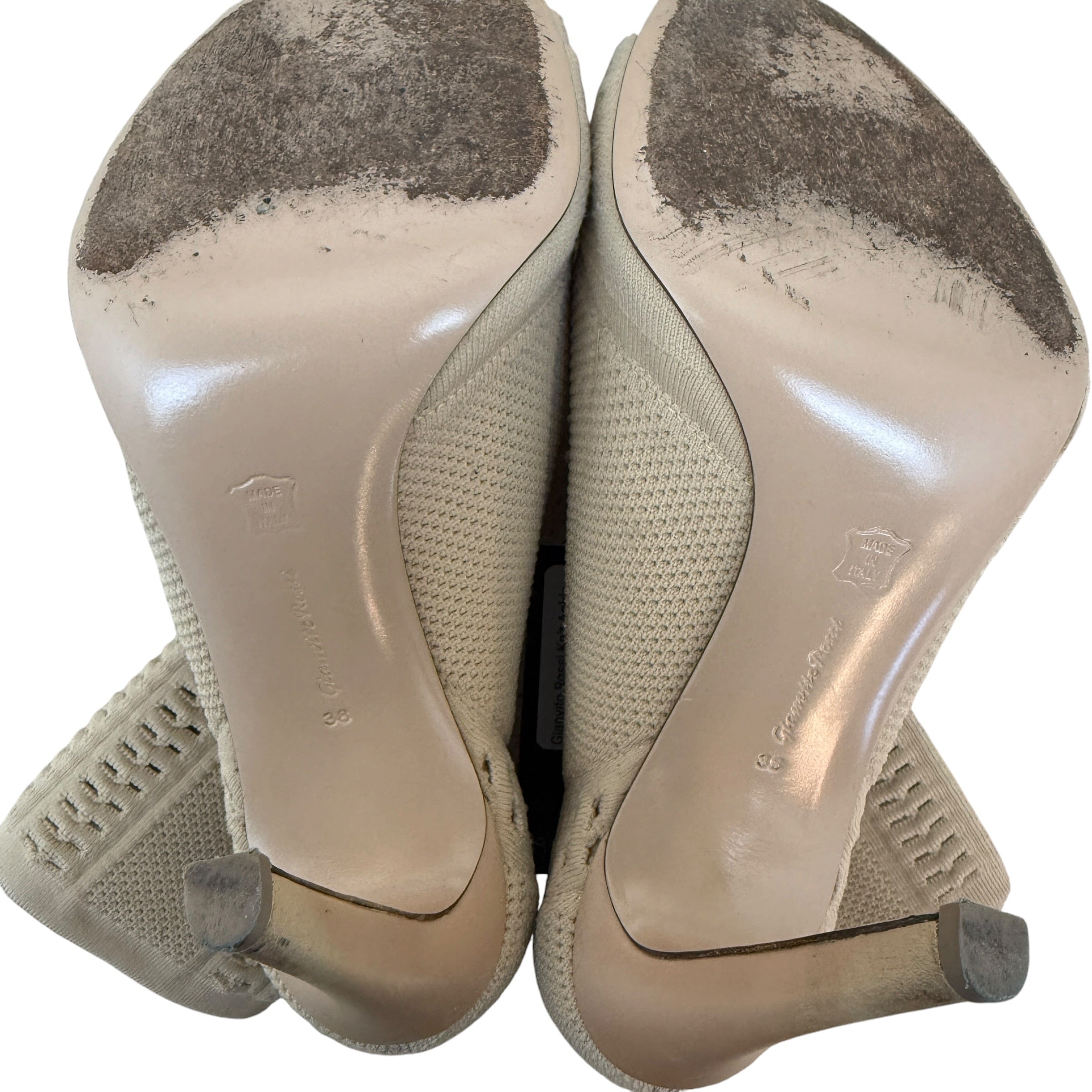 Gianvito Rossi Knit Ankle Heels Beige (Size EU38)