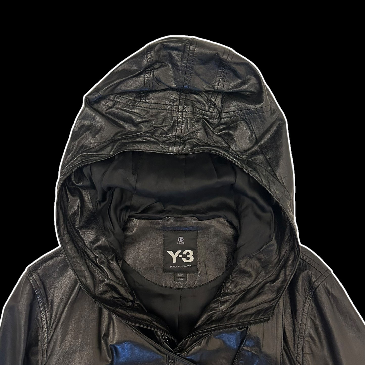 Y-3 Faux Leather Jacket with Detachable Sling Bag Black (Size S)