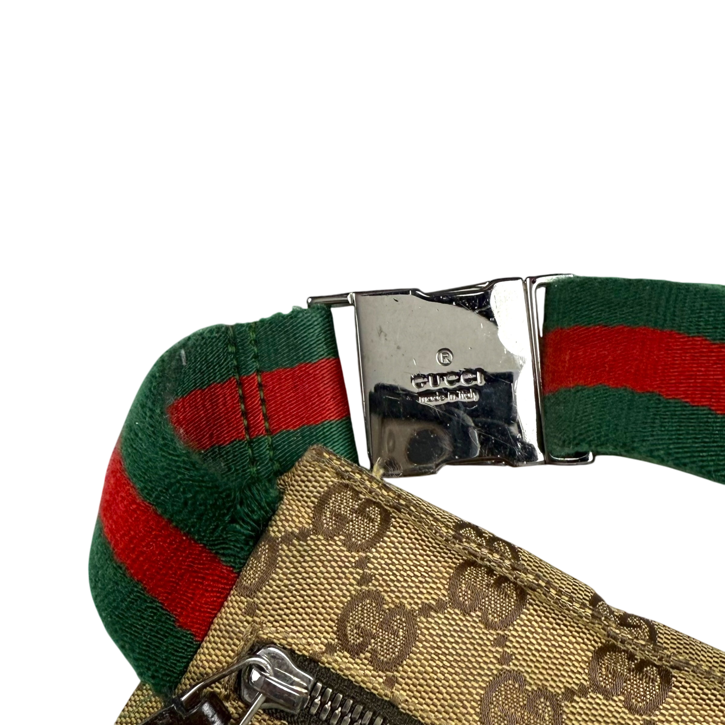 Gucci GG Canvas Web Double Pocket Belt Bag Brown
