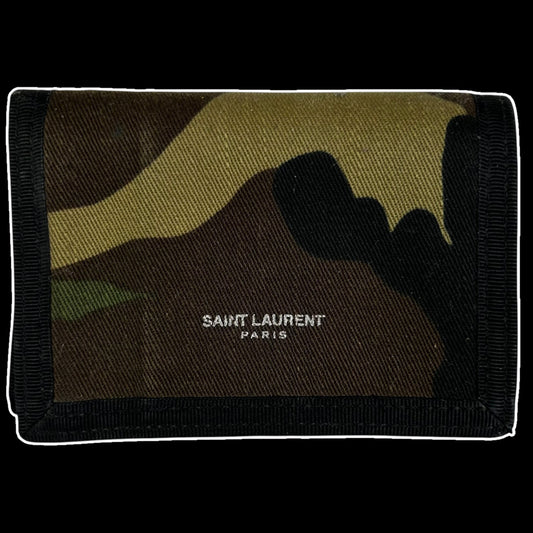 Saint Laurent Green Camouflage Trifold Wallet