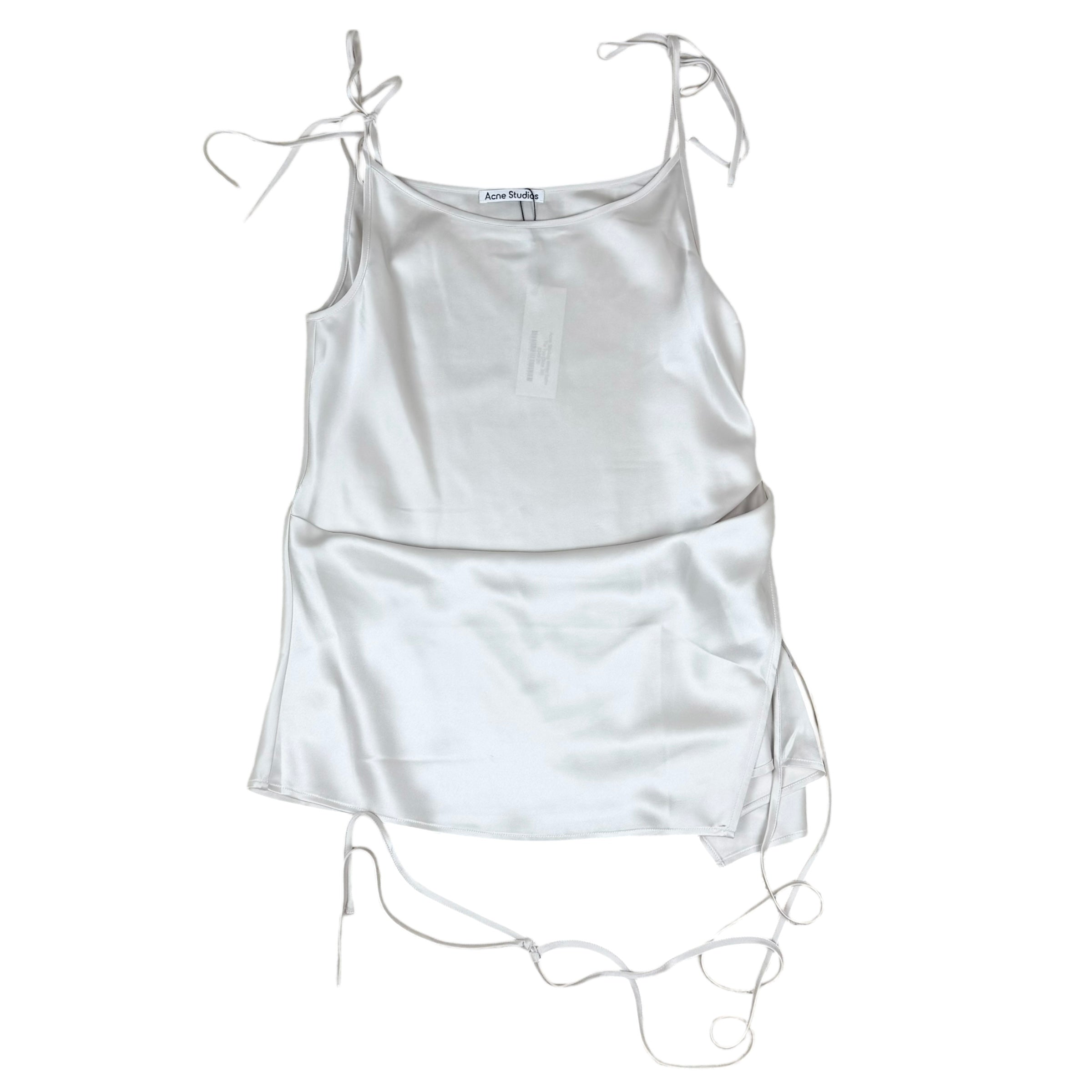 Acne Studios White Satin Tie Top (Size 38)