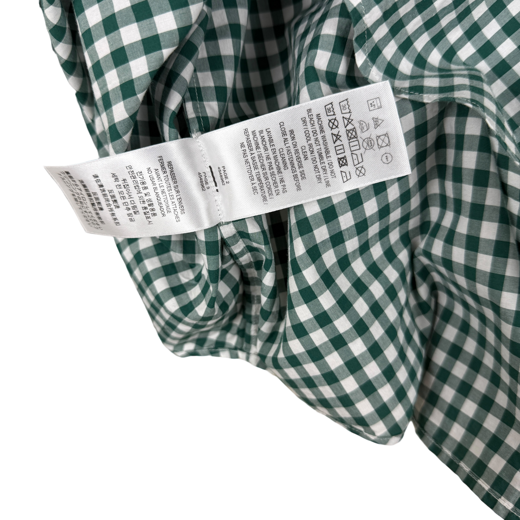 Burberry Gingham Ruched Sleeve Shirt Green (Size M)