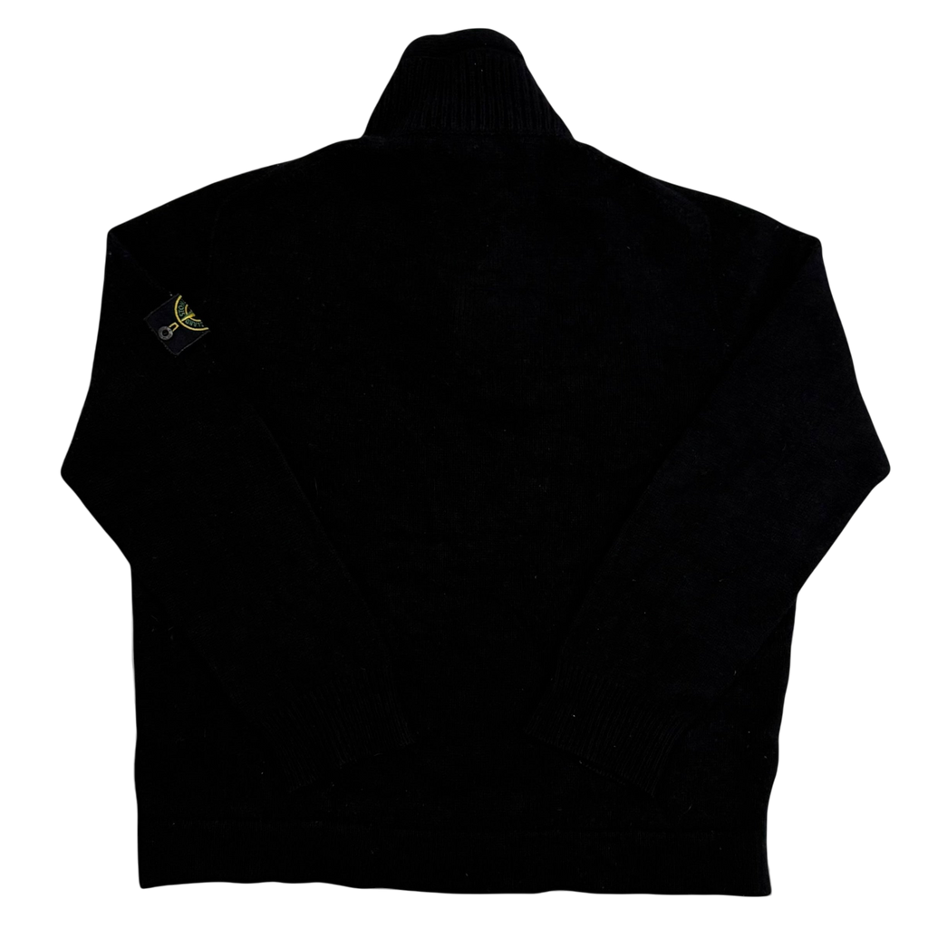 Stone Island AW07 Wool Blend Quarter-Zip Sweatshirt Black (fits XXL)