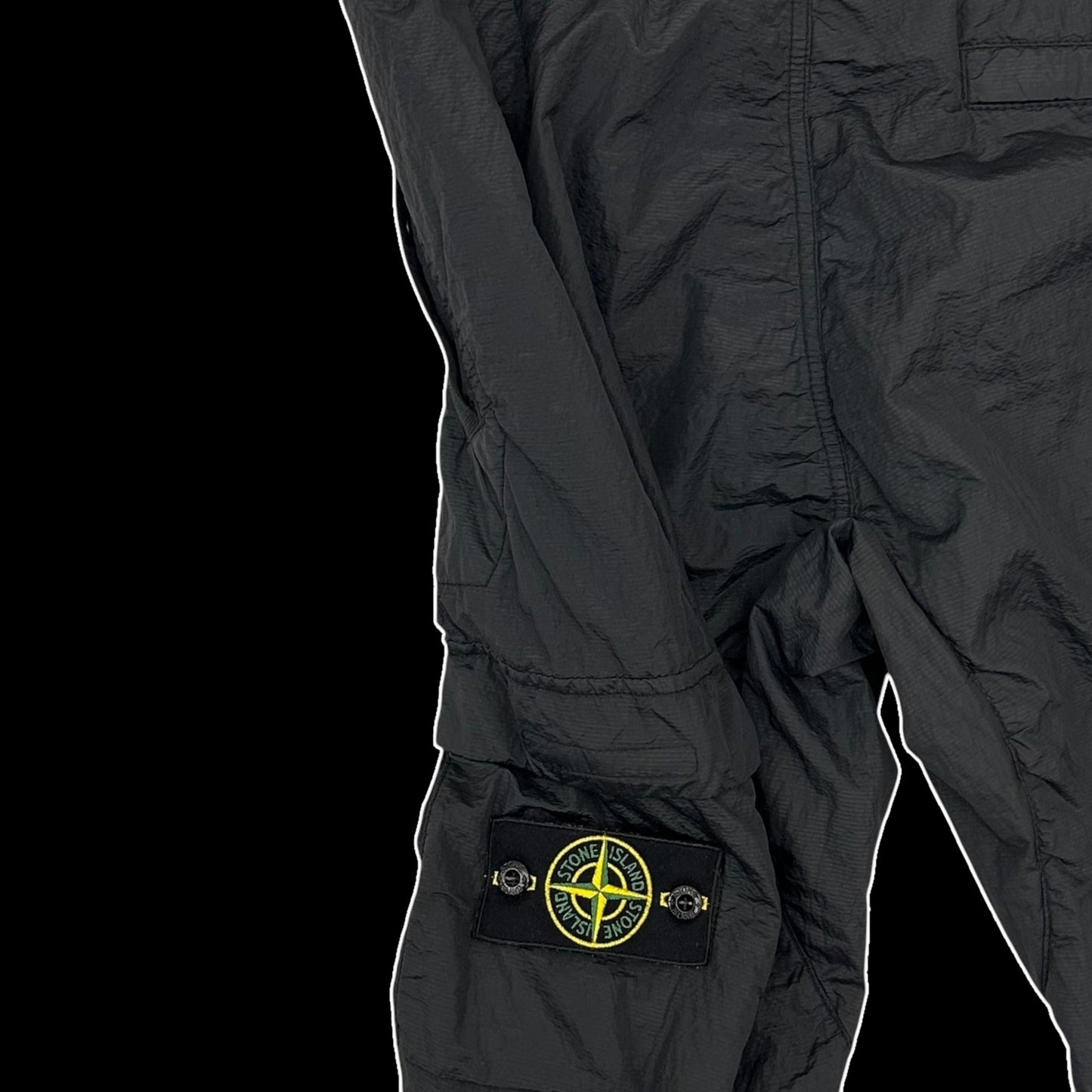 Stone Island Type RE Metal Nylon Cargo Pants Black (Size 34")