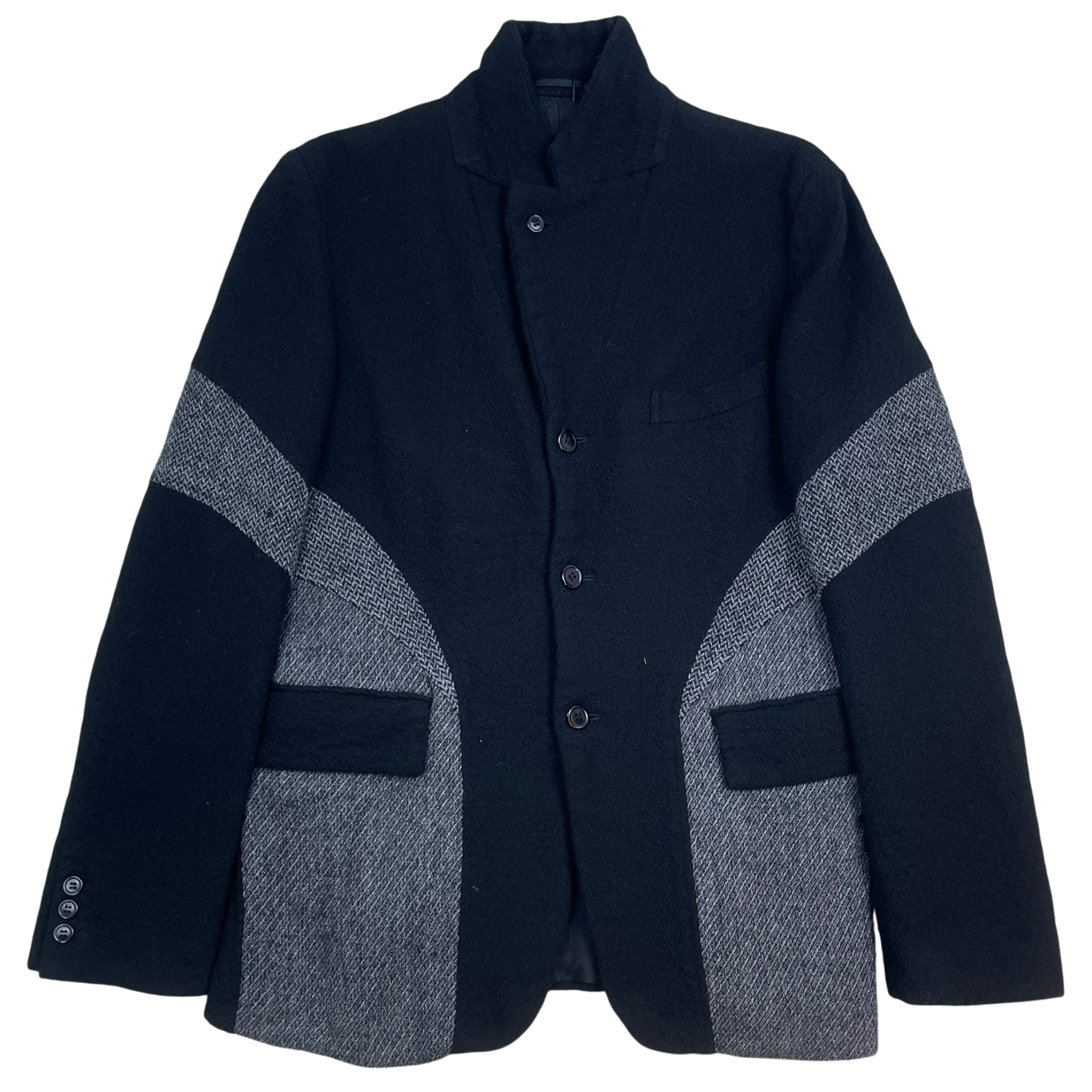 Comme des Garcons Homme Plus AD2003 Contrast Panel Wool Jacket Black/Grey (Size M)