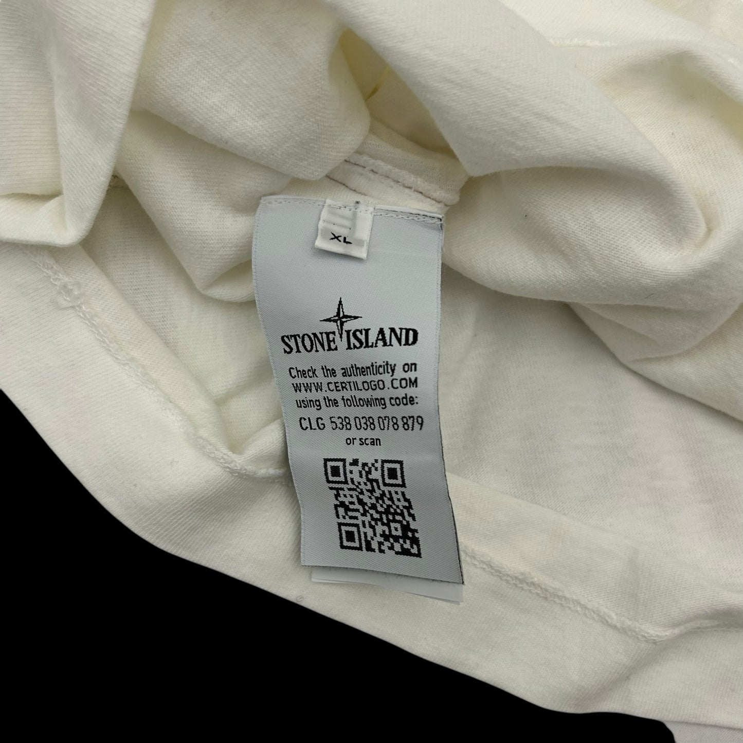 Stone Island Embodied Logo Long Sleeve Shirt White (Fits L/XL)