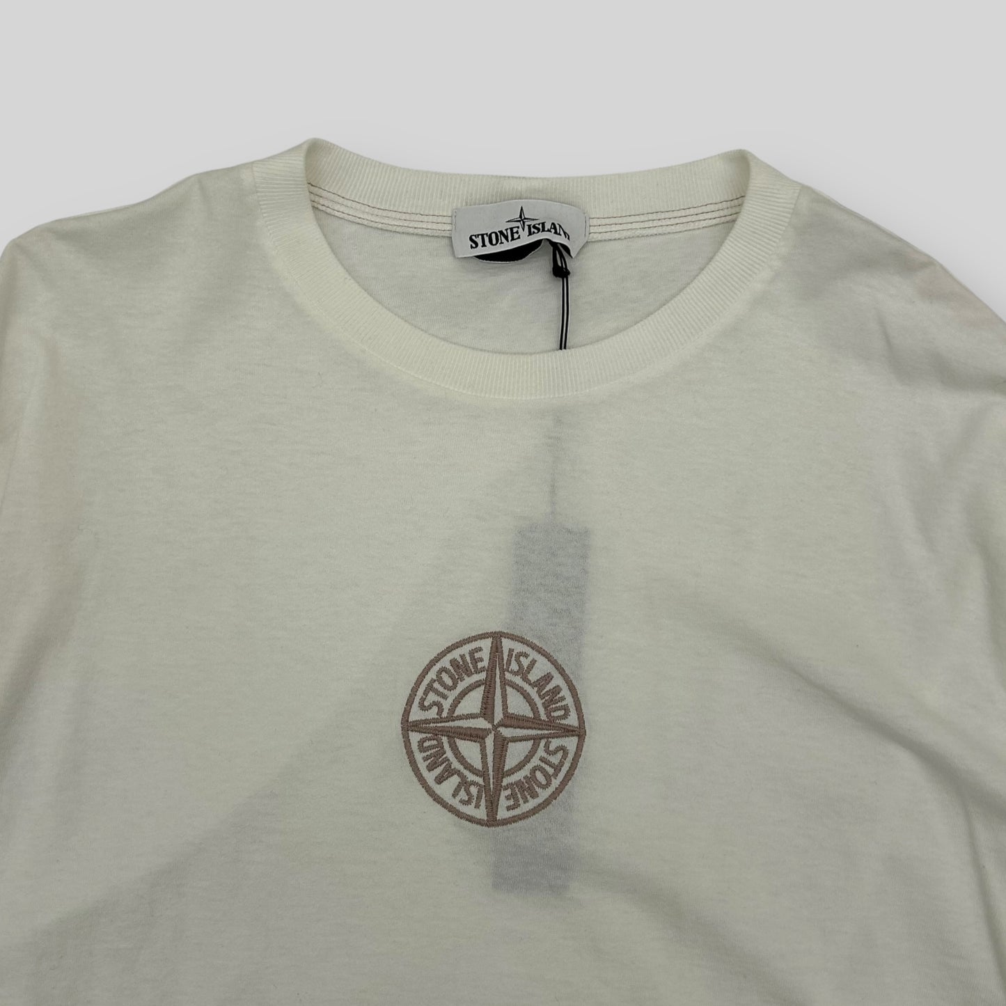 Stone Island Embodied Logo Long Sleeve Shirt White (Fits L/XL)