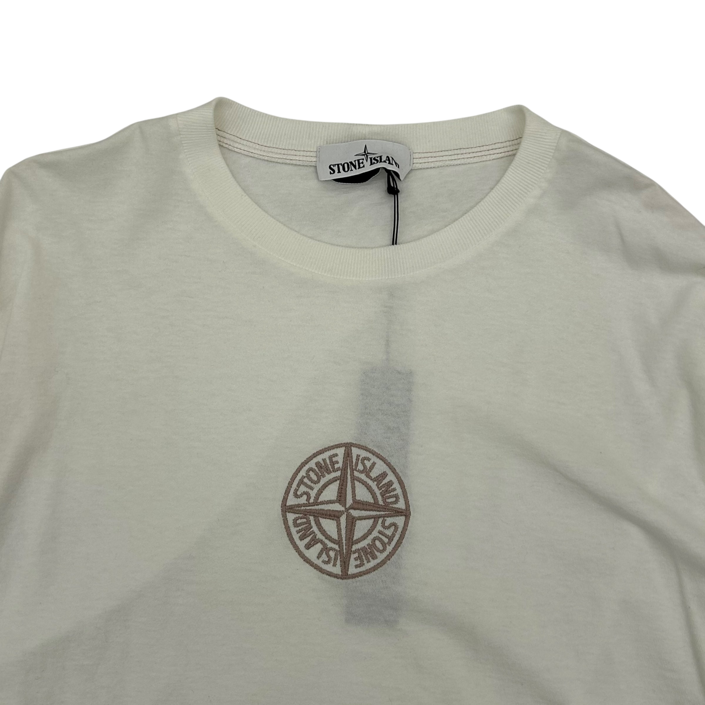 Stone Island Embodied Logo Long Sleeve Shirt White (Fits L/XL)