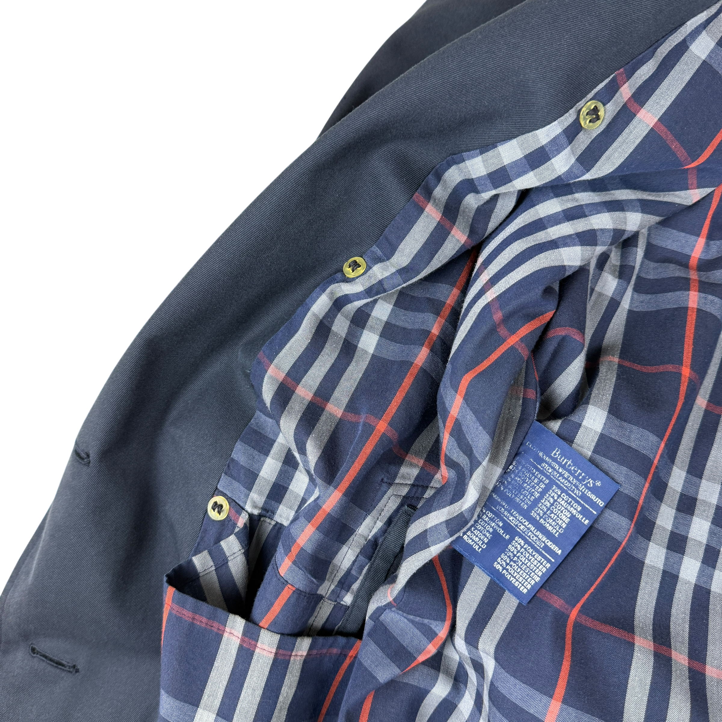 Burberry 90s Lined Trench Coat Navy (Fits M-L)