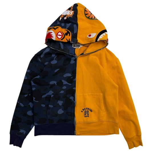 BAPE (A Bathing Ape) Tiger Shark Zip-Up Hoodie Yellow/Blue (Size M)