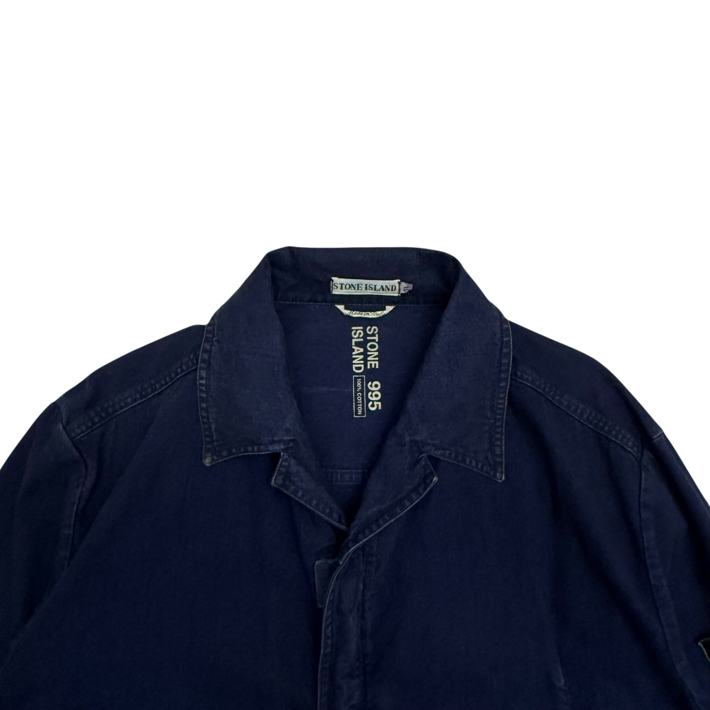 Stone Island SS 1994 Thick Denim Collared Jacket Blue (Size XL)