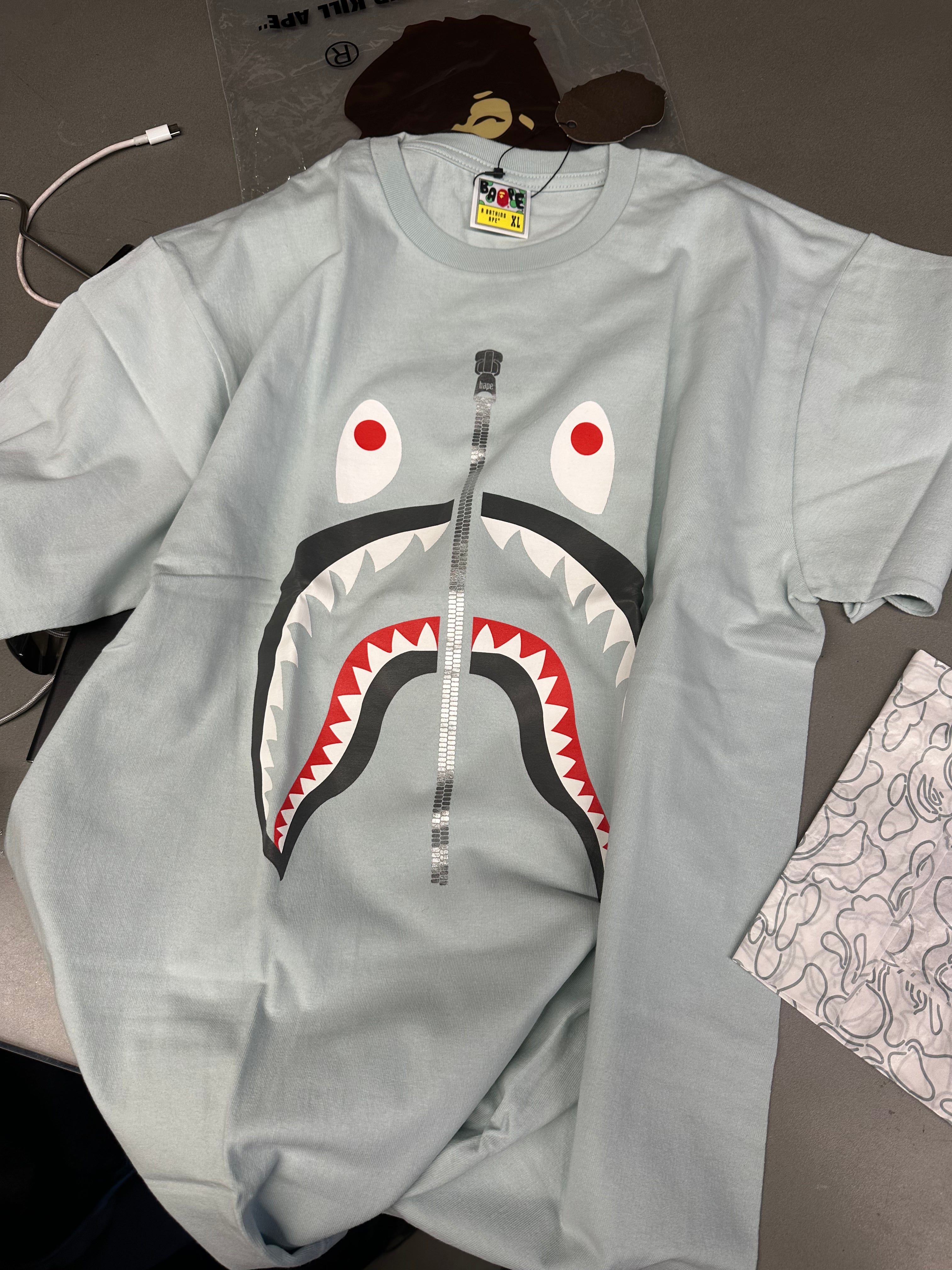 A Bathing Ape (BAPE) 1st Camo Shark T-Shirt Baby Blue (Fits M-L)