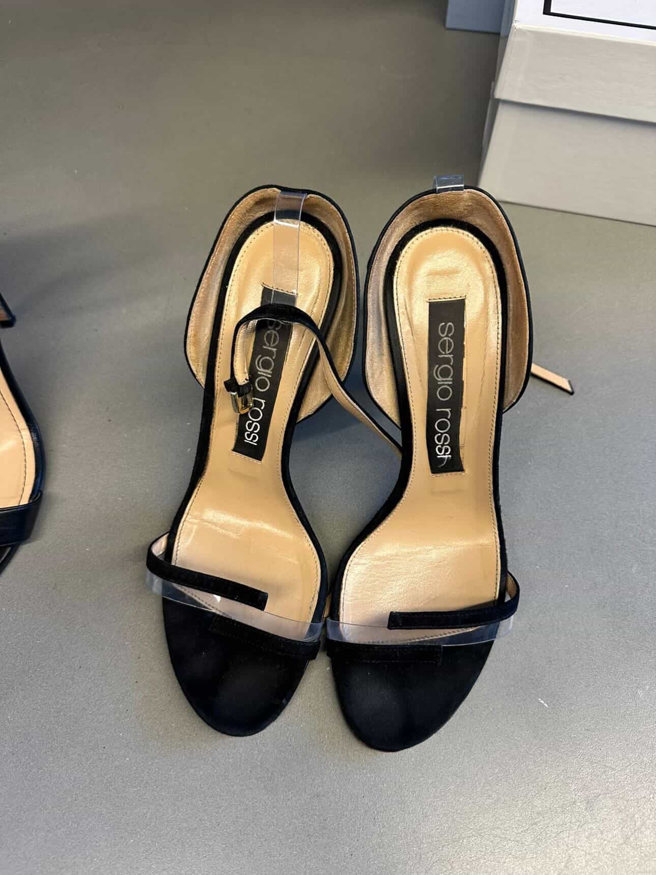 Sergio Rossi Suede PVC Heels Black (Size EU38)