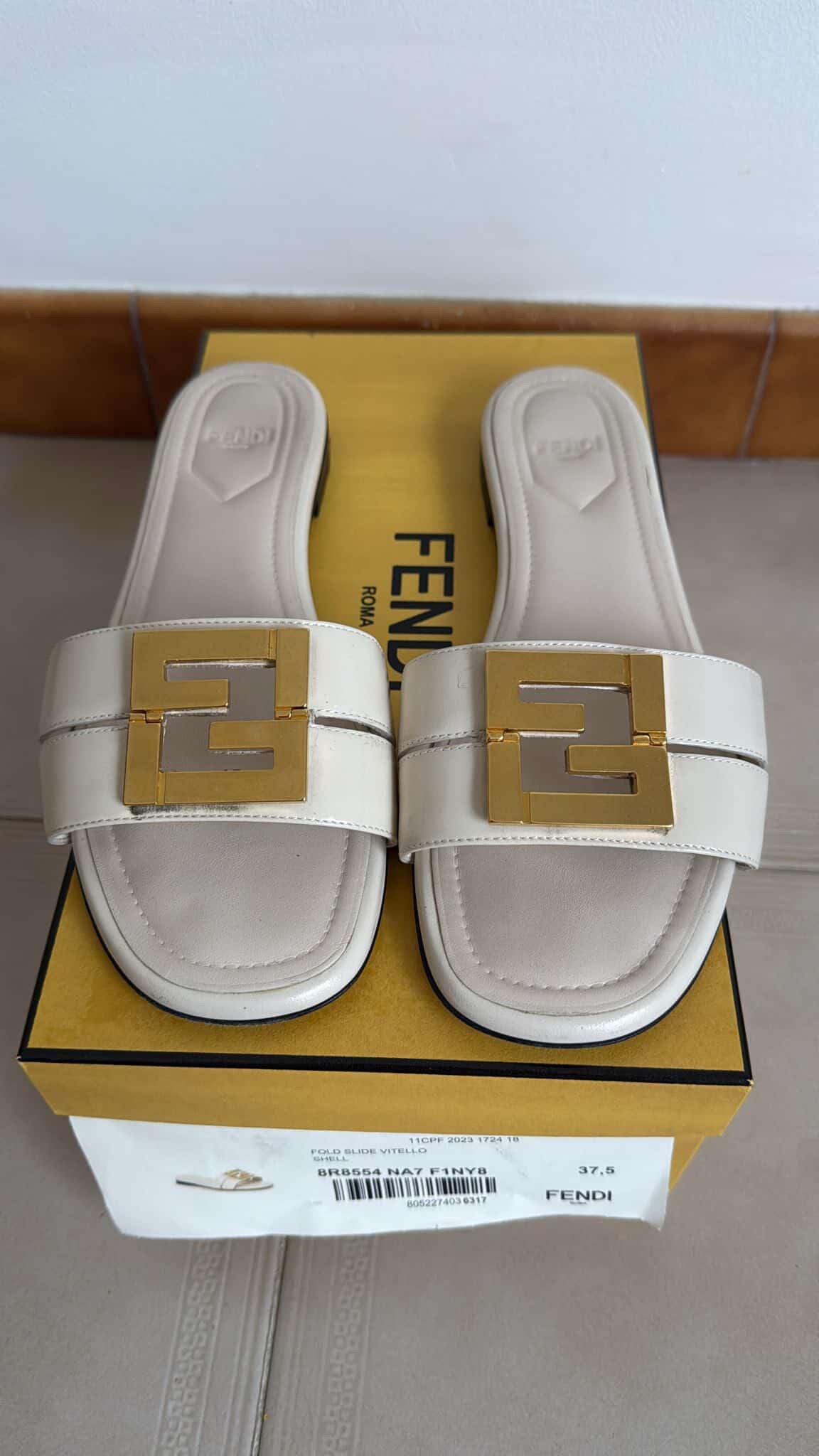 Fendi White Leather Sandals (Size 37.5)
