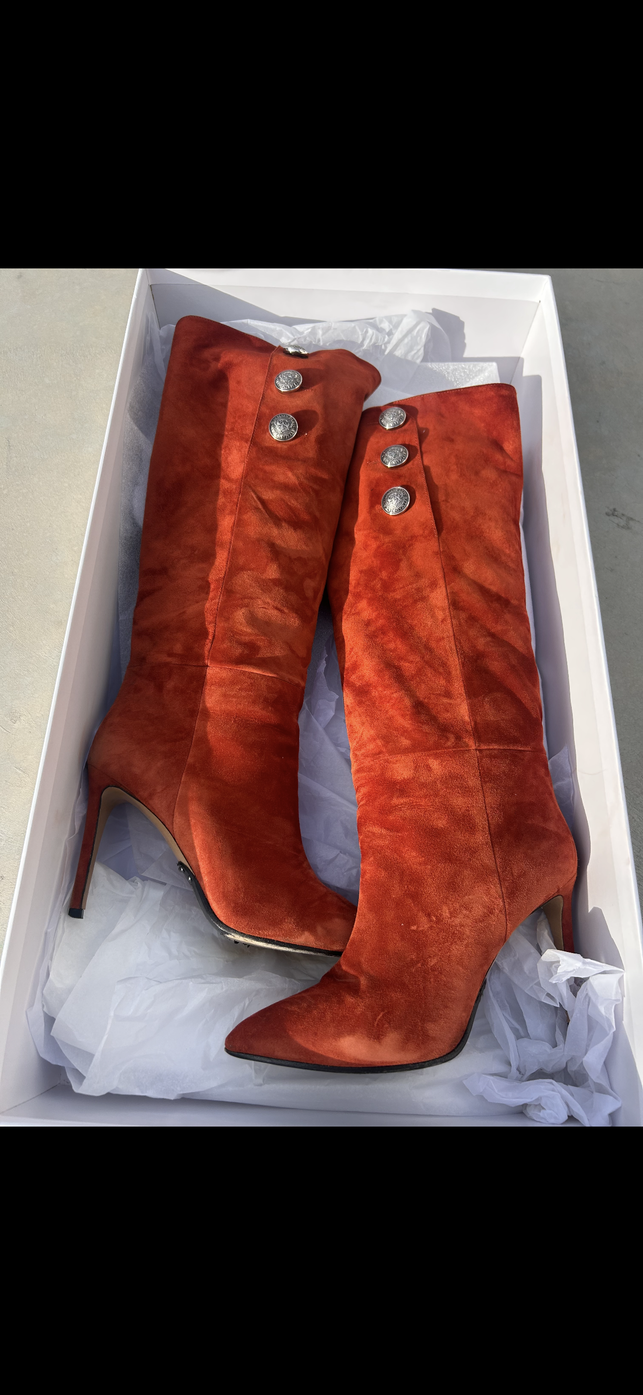 Balmain Burnt Orange Suede Boots & Box (Size ?)