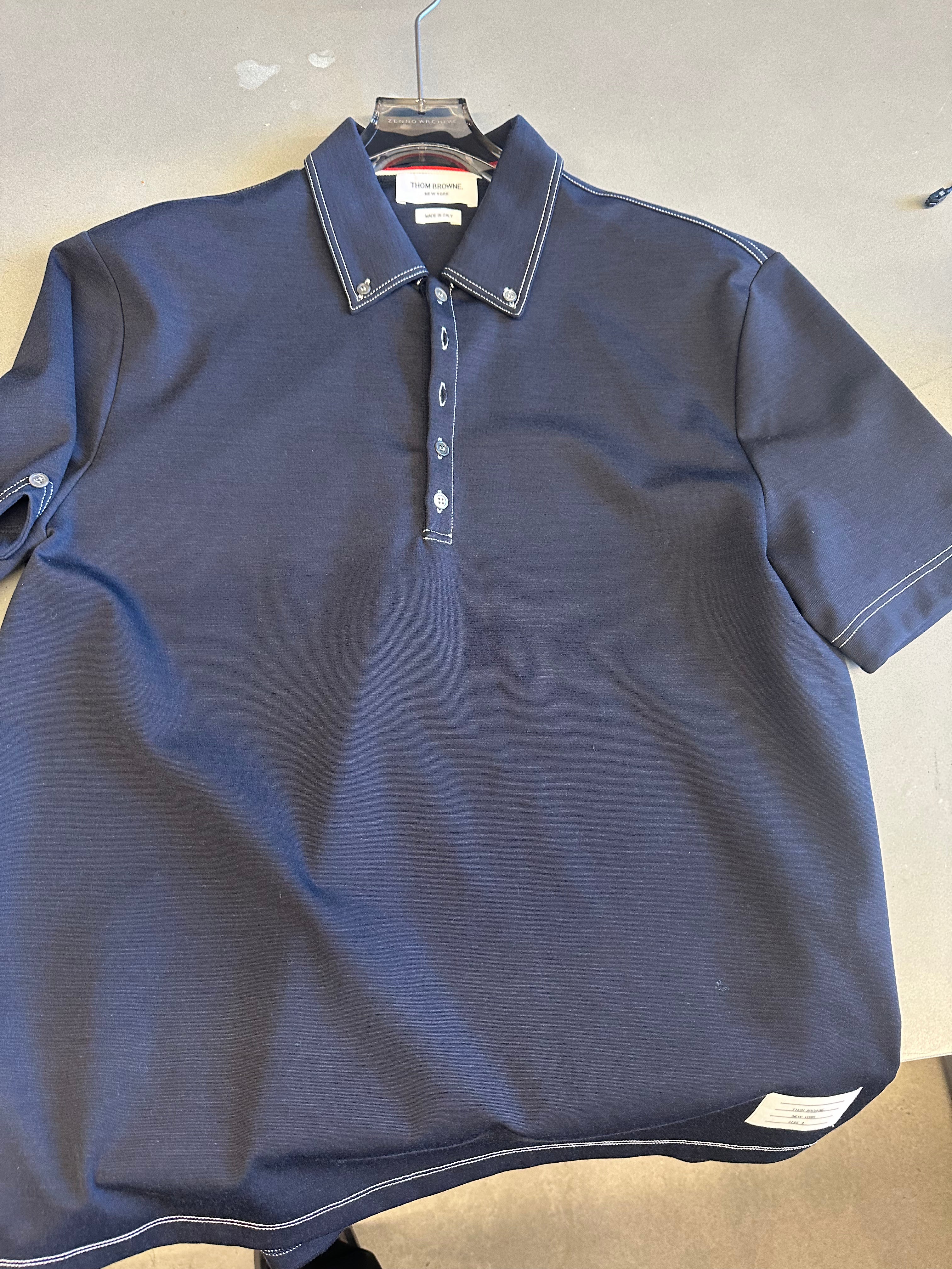 Thom Browne Classic Pique 4-Bar Polo Shirt Navy (Size 4/XL)
