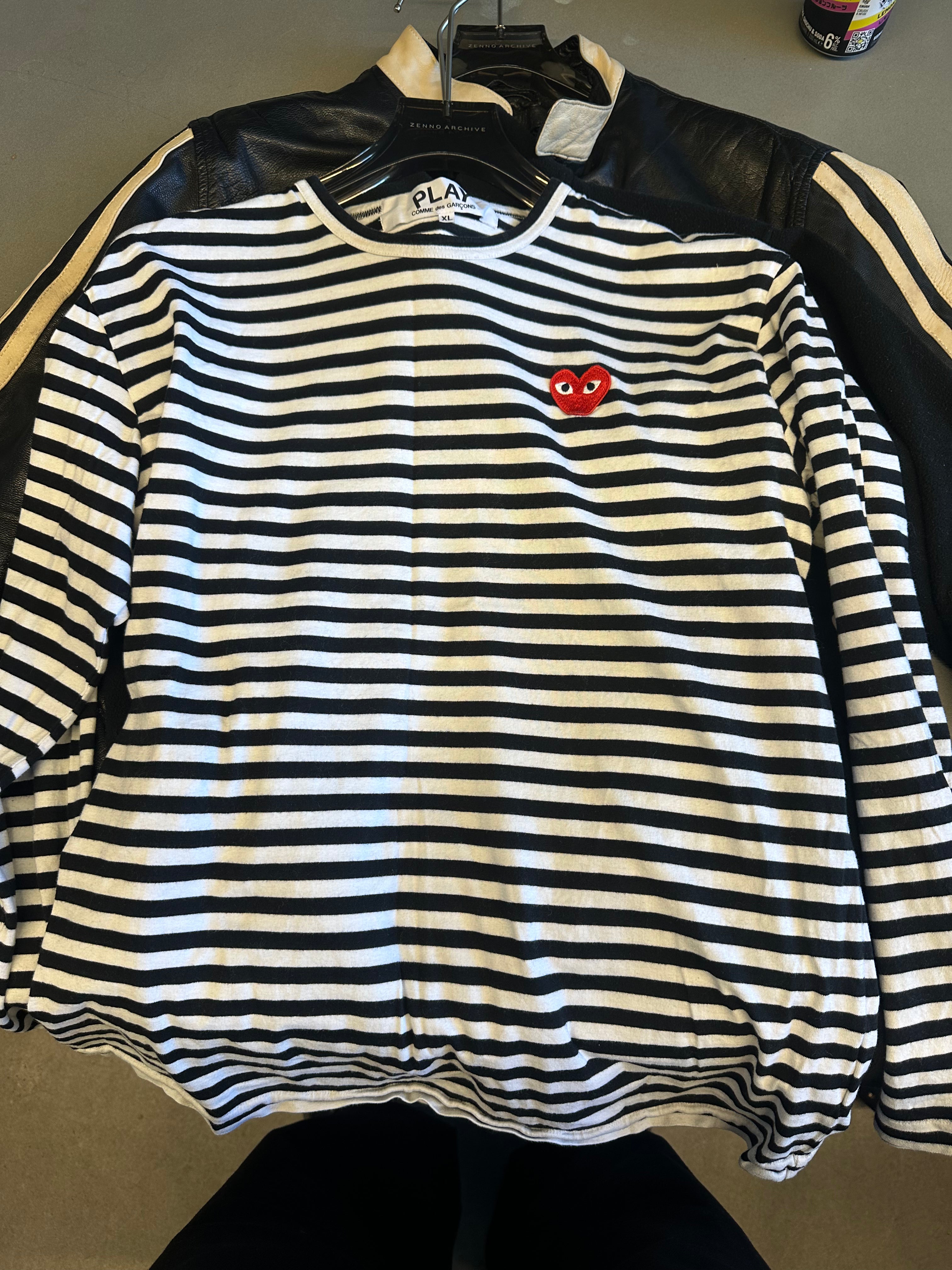 CDG Play Striped Long Sleeve Shirt (Fits M-L)