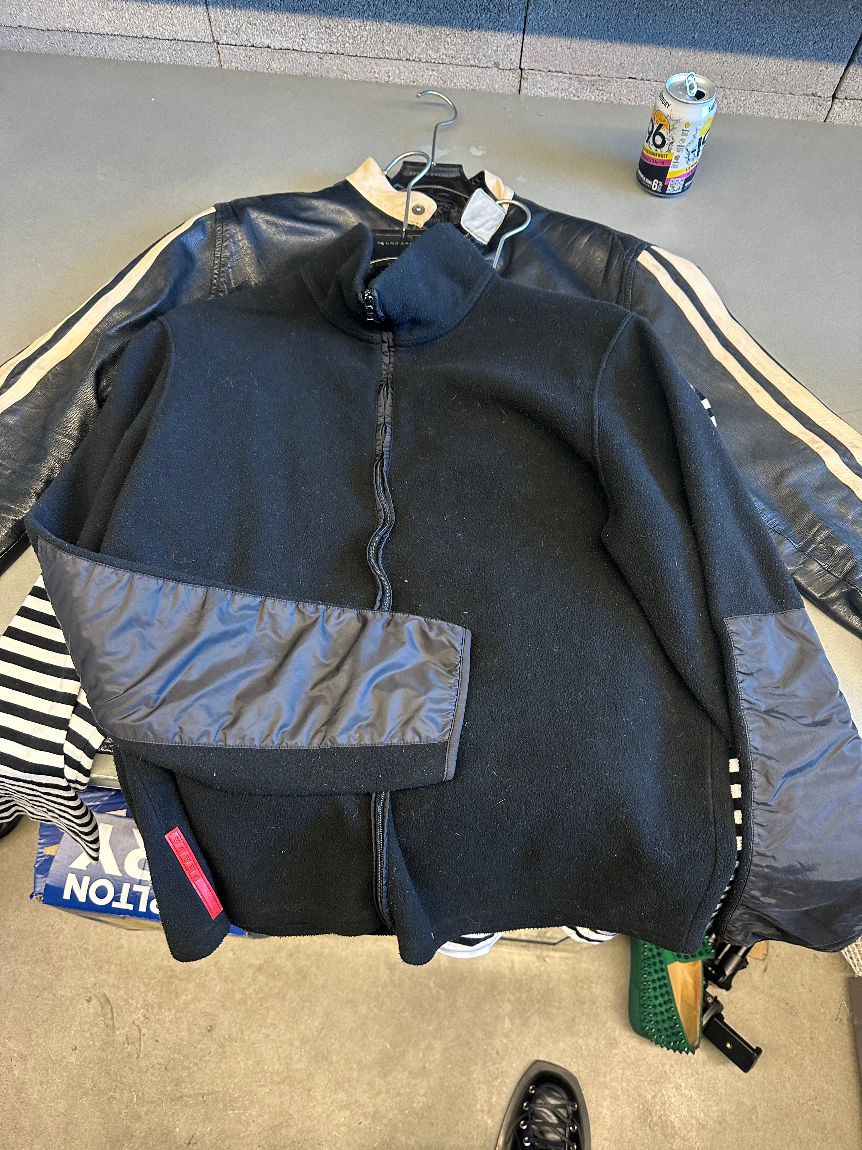 Prada Sport 00s Nylon Panel Fleece Jacket Black (As Is) (Size M)