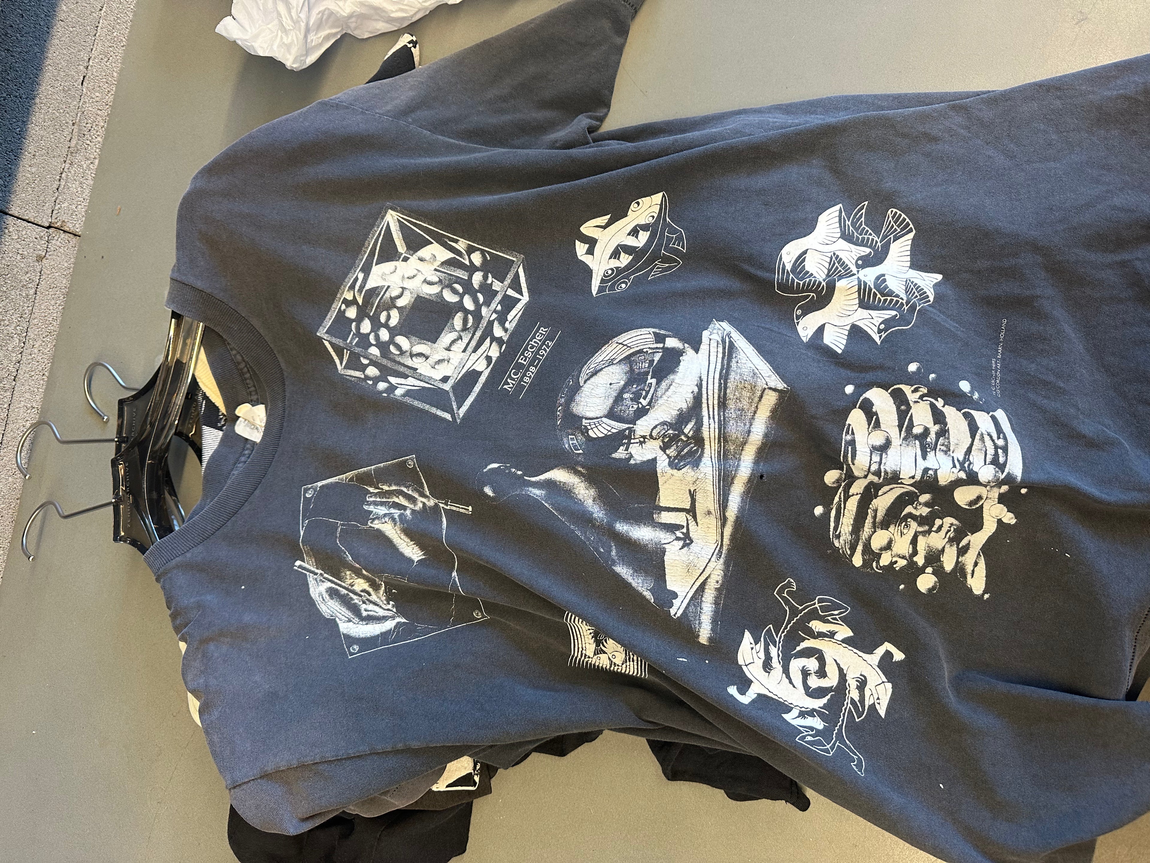 MC Escher 90s Lithograph T-Shirt (Made in USA) (Size XL)