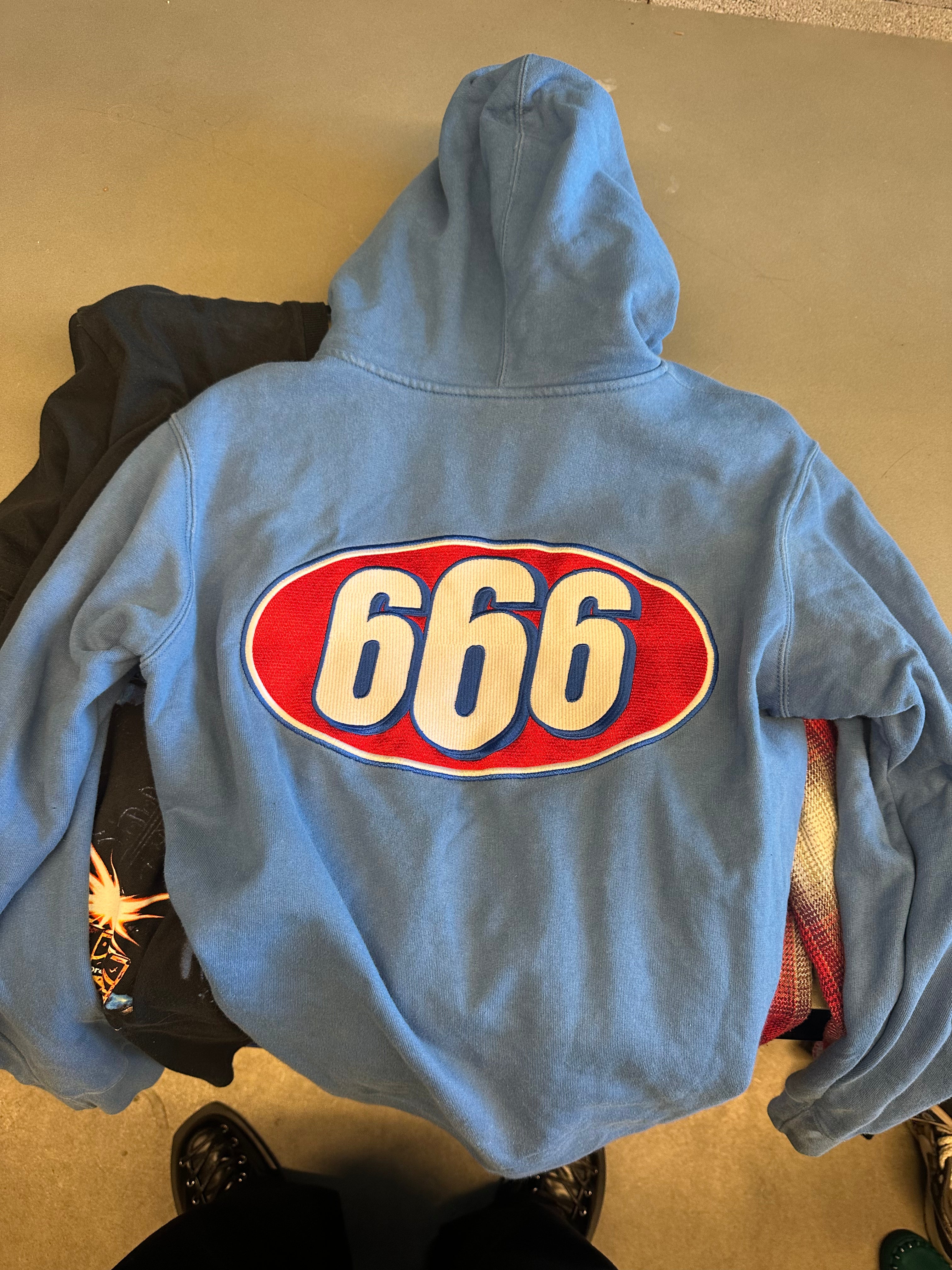 Supreme SS17 666 Zip-Up Hooded Sweatshirt Blue (Size M)