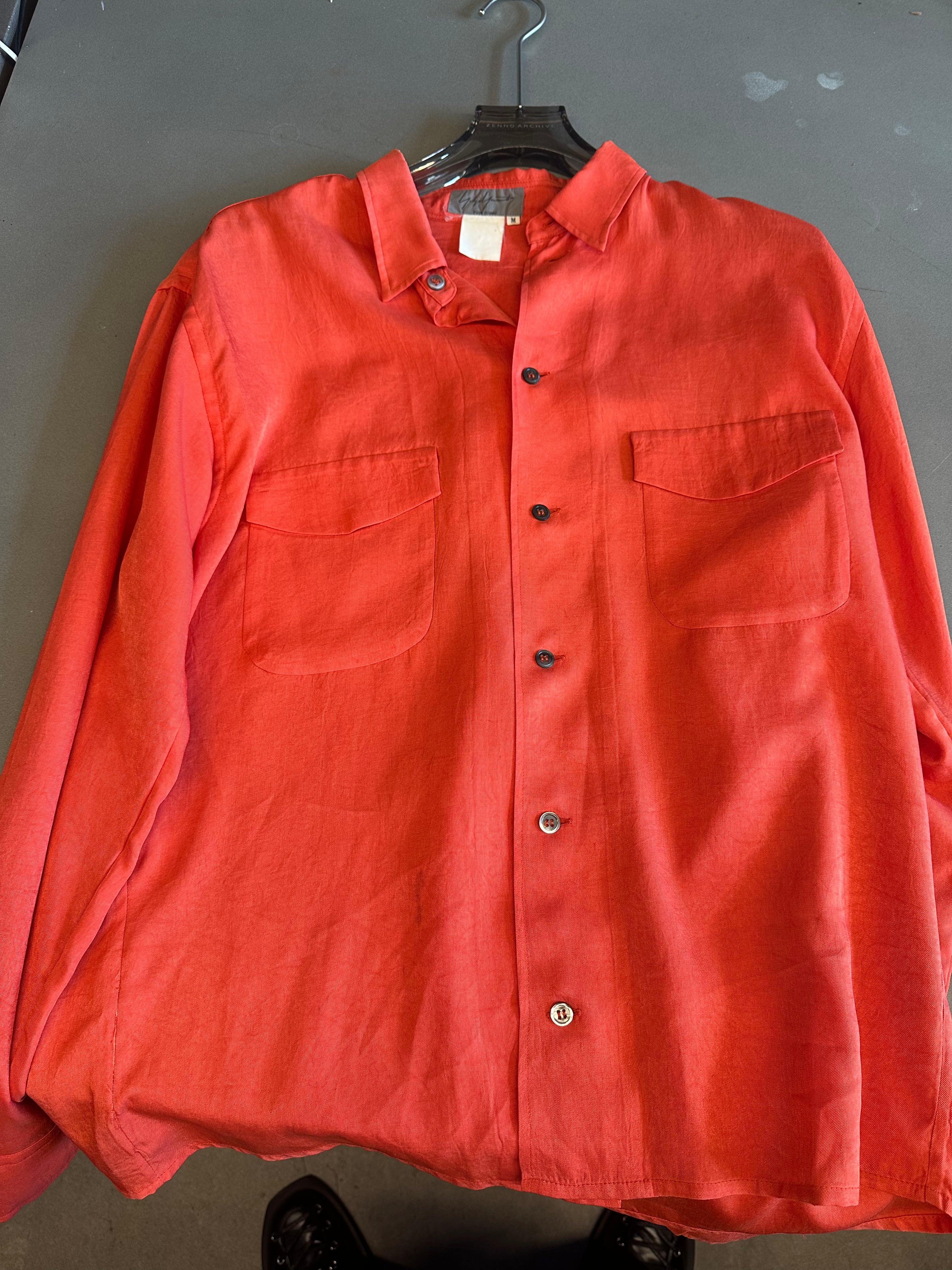 Yohji Yamamoto Pour Homme 90s Button-Up Shirt Orange (Size M)