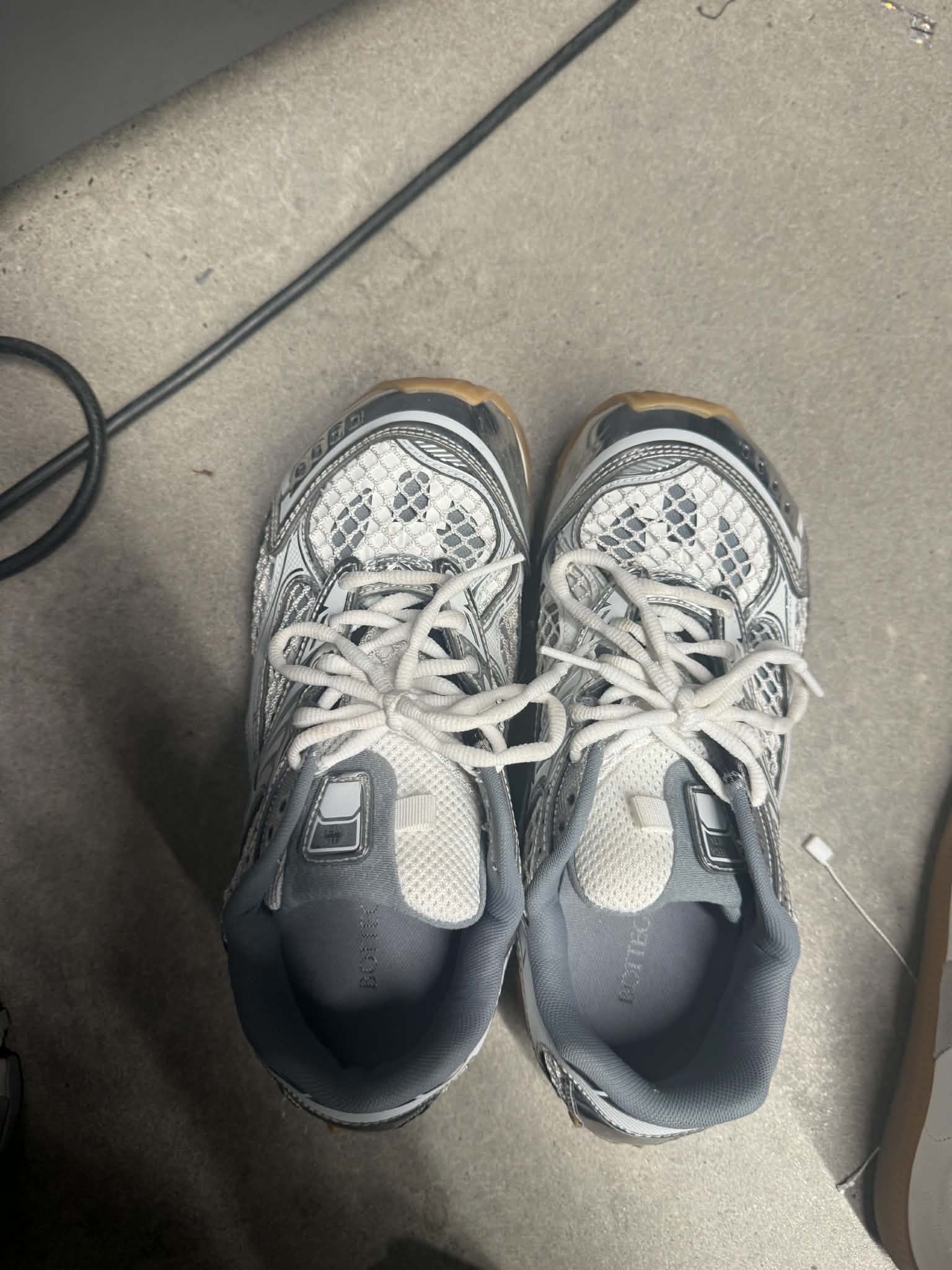 Bottega Veneta Orbit Lace-Up Sneakers Silver/Optic White