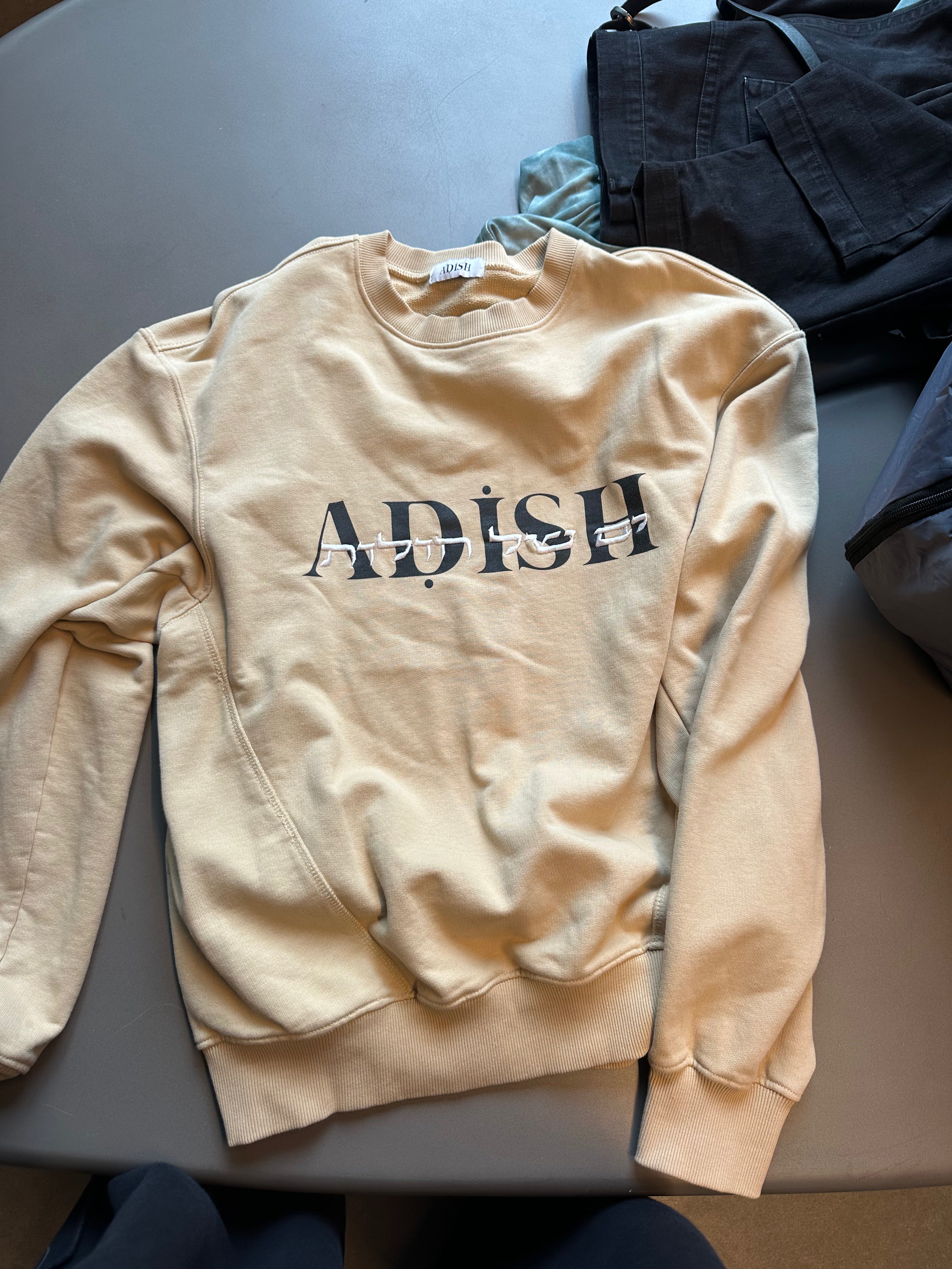 Adish Sea Of Sand Hebrew Crewneck Sweatshirt Beige (Size M)