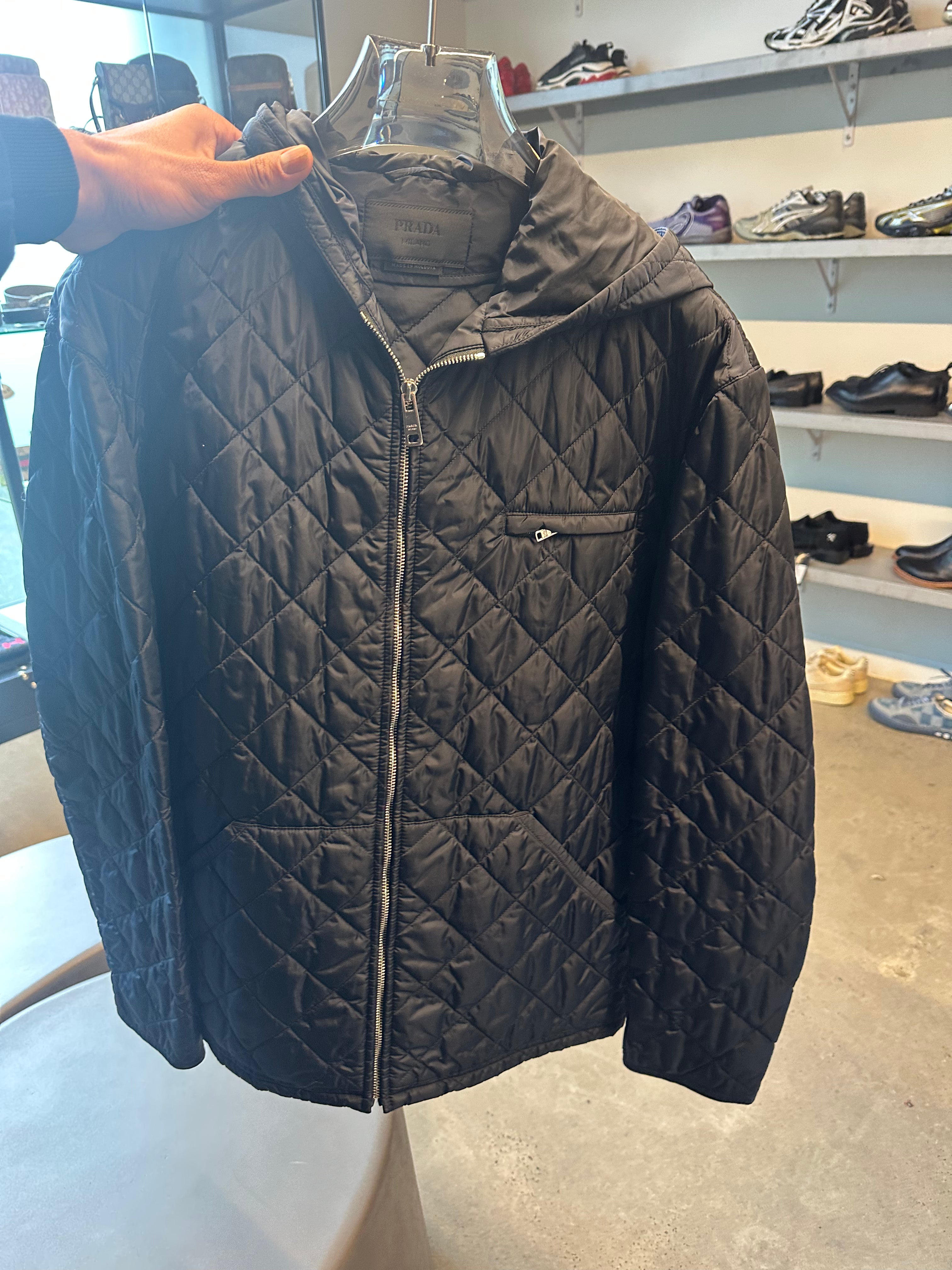 Prada Quilted Hooded Jacket Navy (Size 52/XL)
