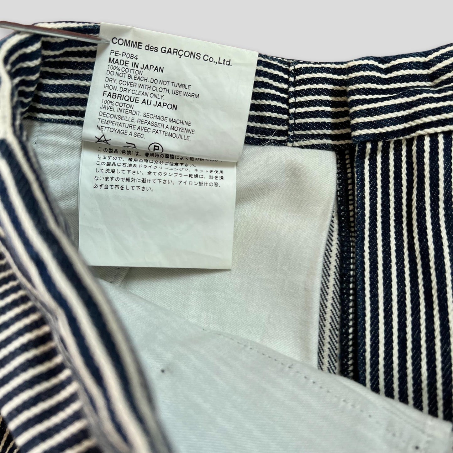 Comme Des AD2001 Garçons Homme Heavy Navy / White Pinstripe Pants (Size S)