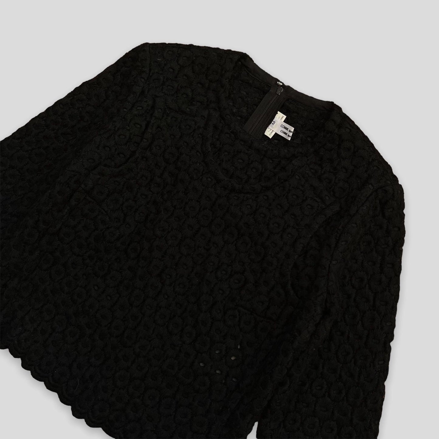 AD2012 Comme Des Garçons Black Wool Blend Top (Fits S)