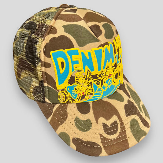 Kapital ‘Denim Men Loves Cats’ Camo Trucker Hat