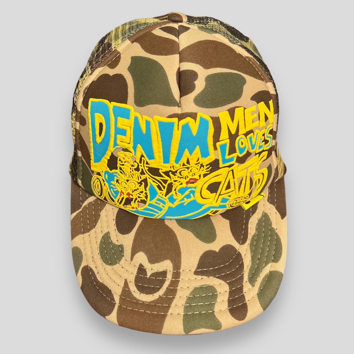 Kapital ‘Denim Men Loves Cats’ Camo Trucker Hat