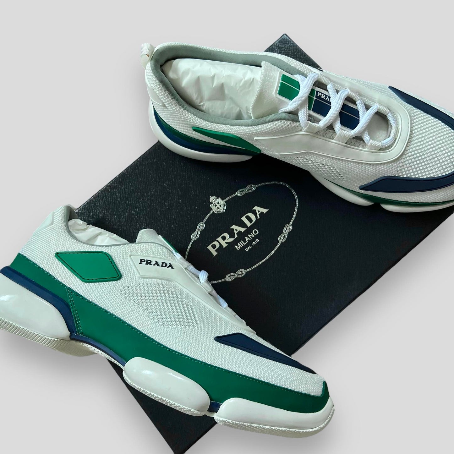 Prada Cloudbust Low Green / Navy / White