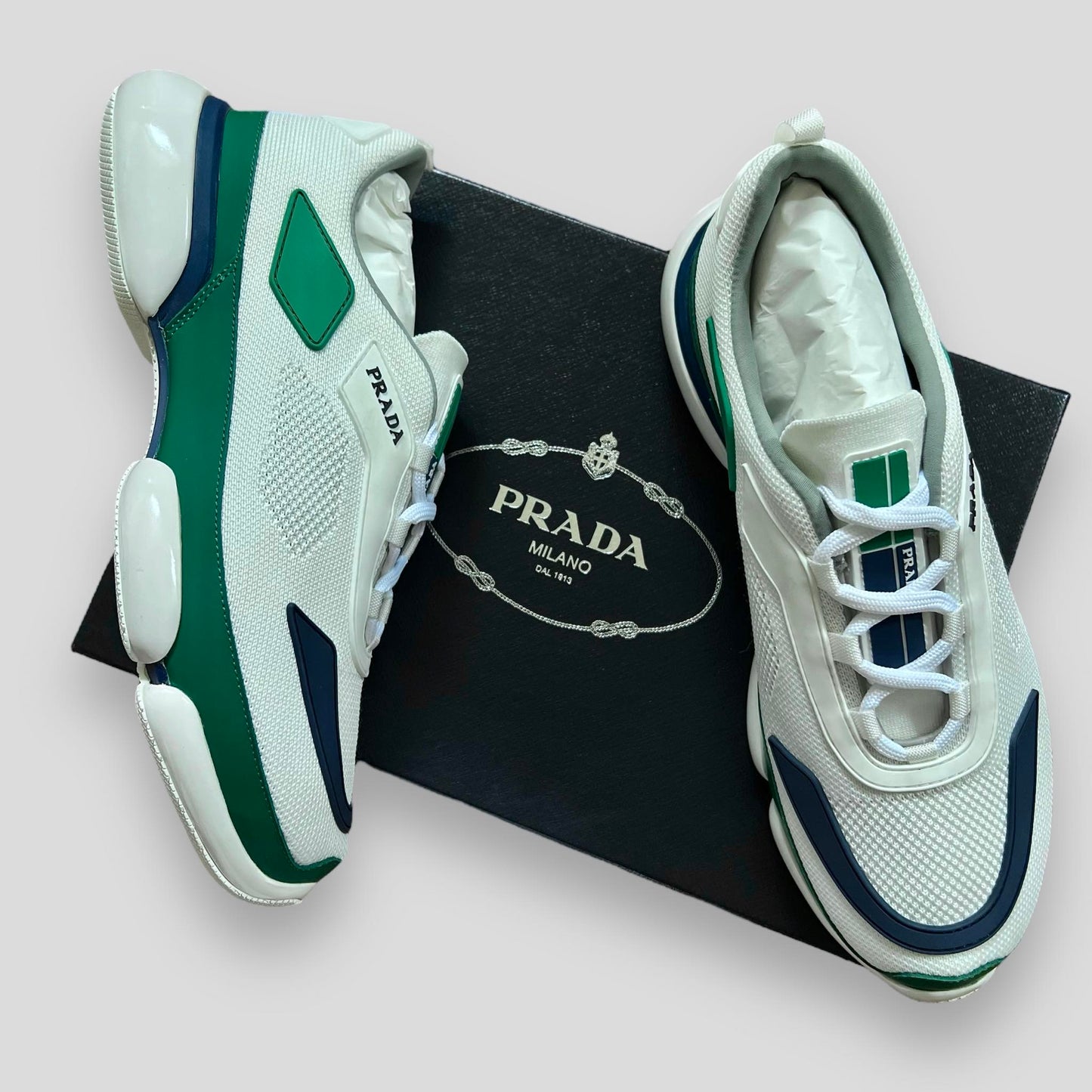 Prada Cloudbust Low Green / Navy / White