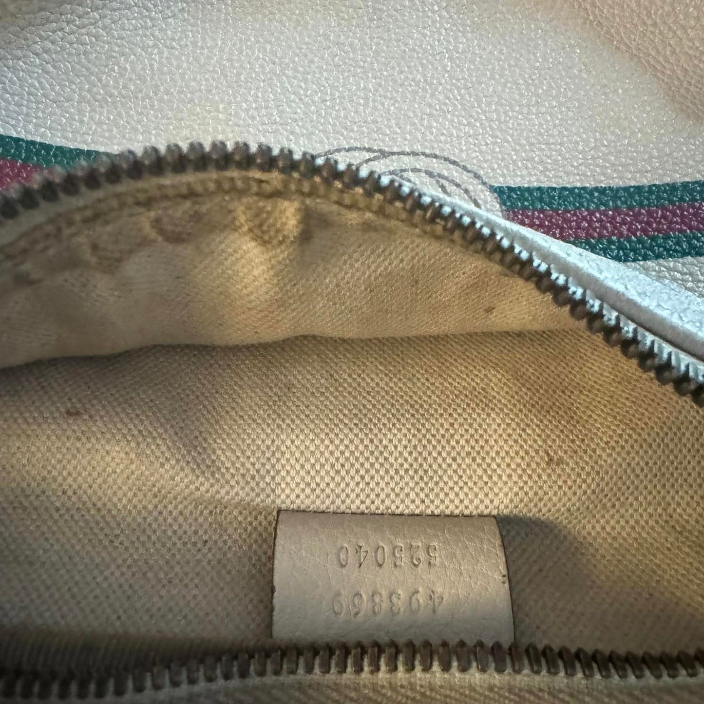 Gucci Logo Print Grained Calfskin Waist Bag