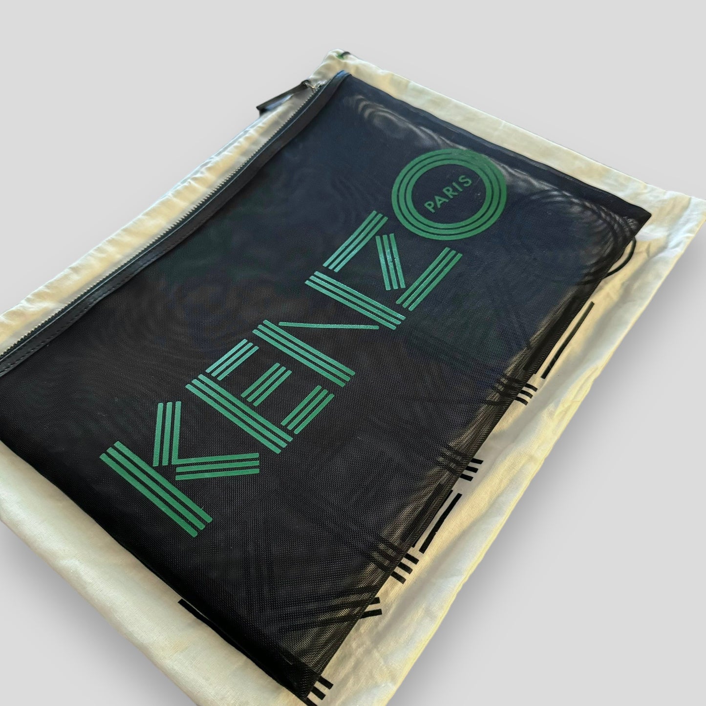 Kenzo Black / Green Mesh Clutch Bag