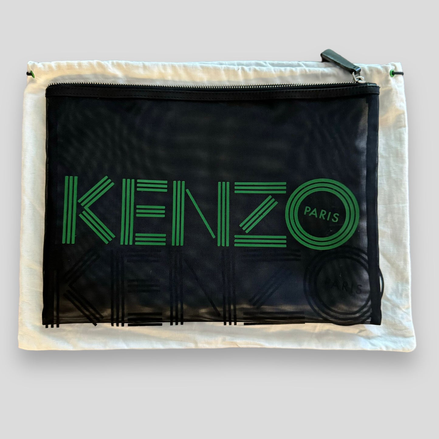 Kenzo Black / Green Mesh Clutch Bag