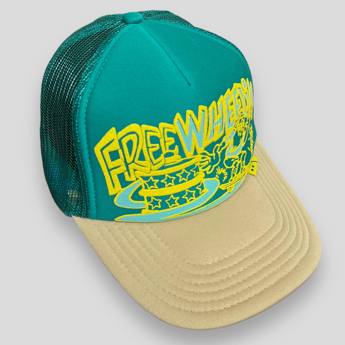 Kapital ‘Free Wheelin’ Trucker Hat Cream / Turquoise