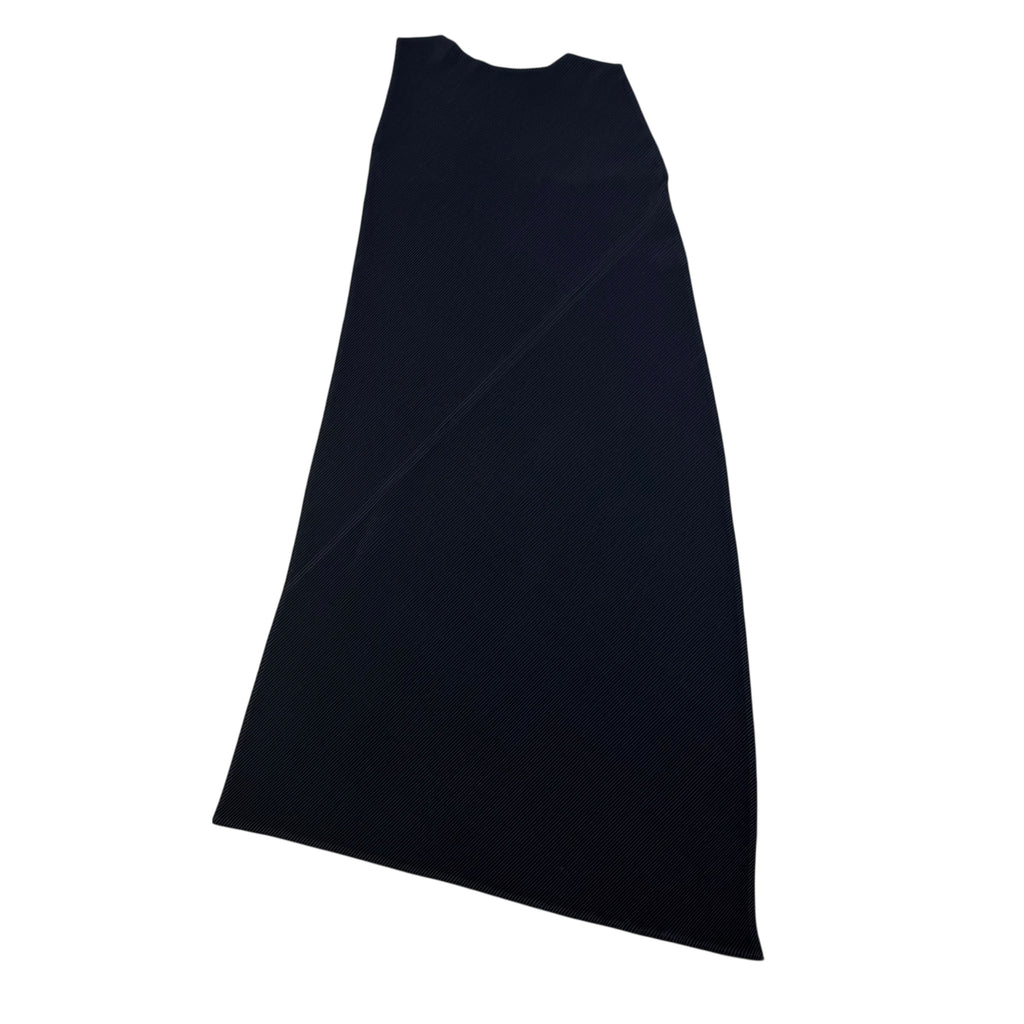 Issey Miyake Asymmetrical Pleated Dress Navy (Size 3)